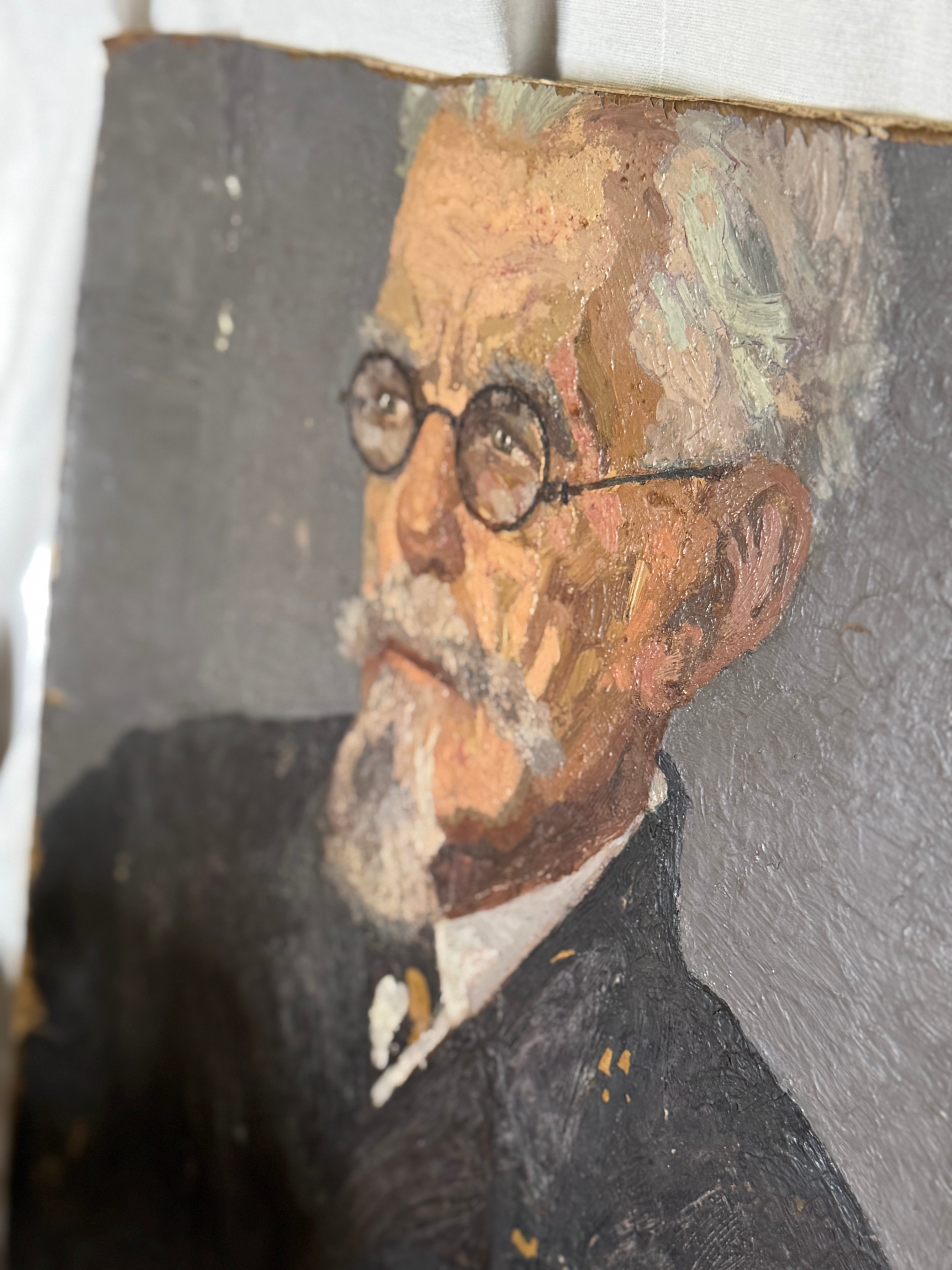 Portrait oil on board with BONUS reverse painting