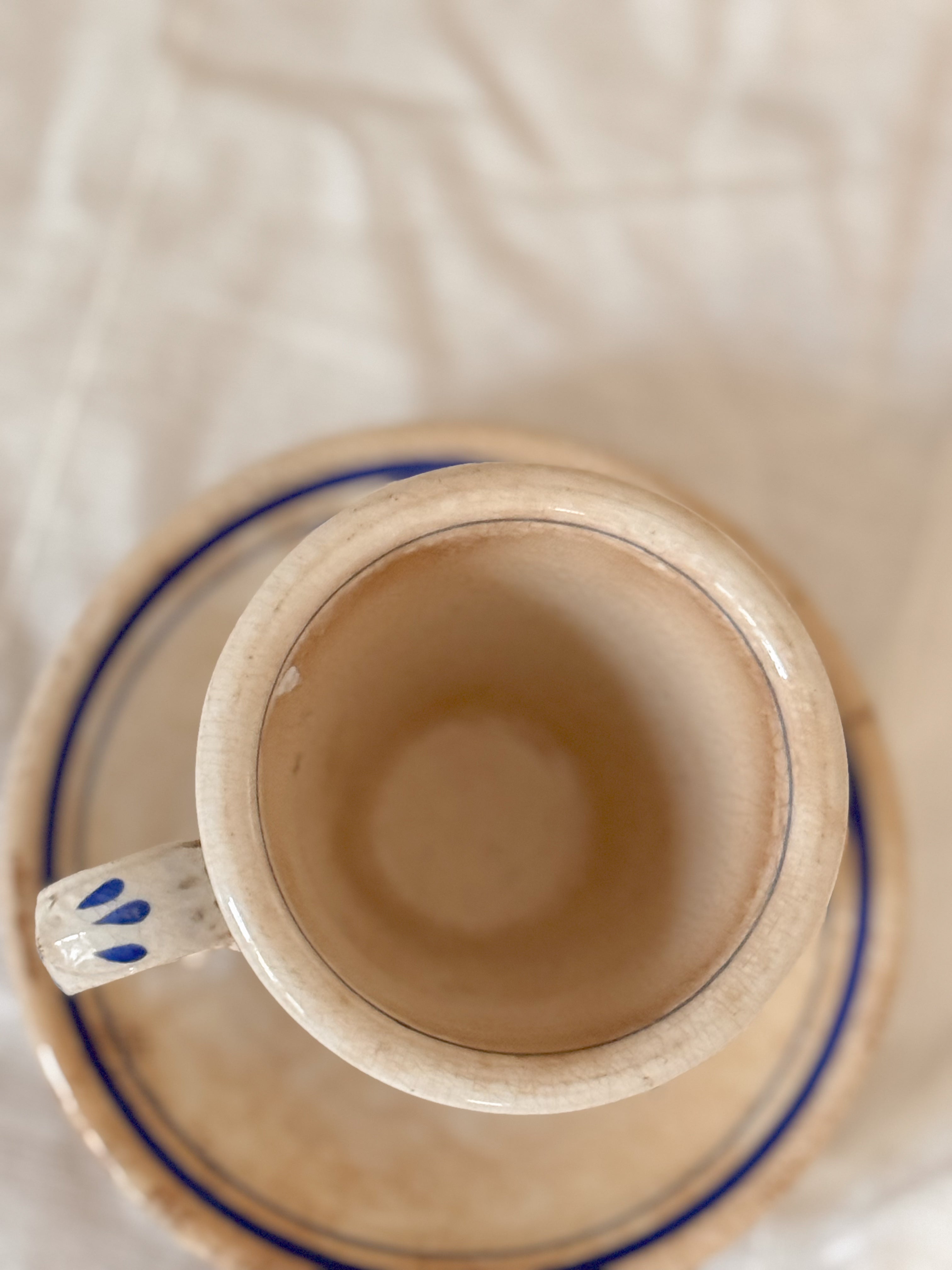 Antique French Ironstone Café Cup & Saucer | Paris Bistro, c. 1900