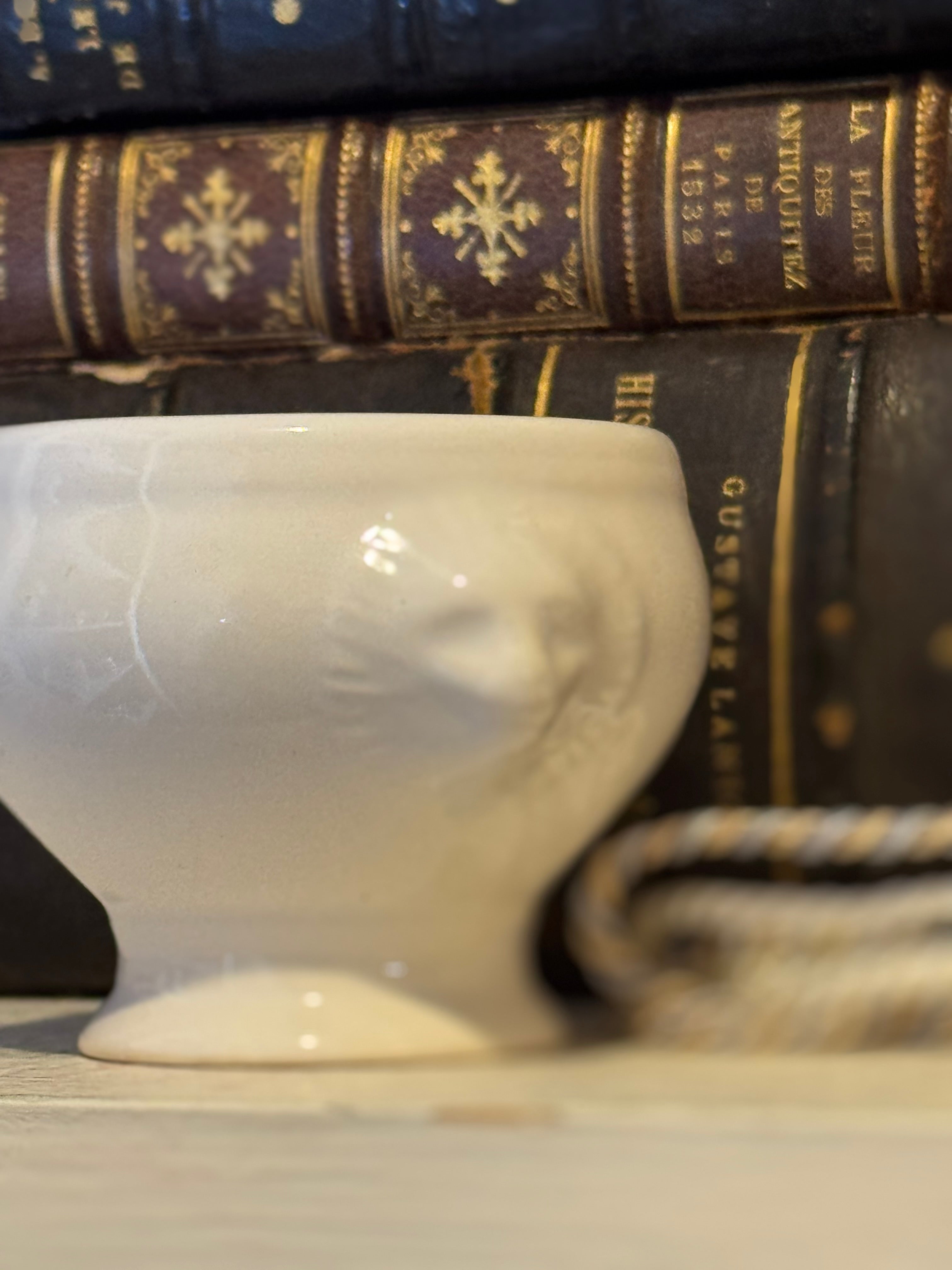 Vintage French Ironstone Mustard Pot