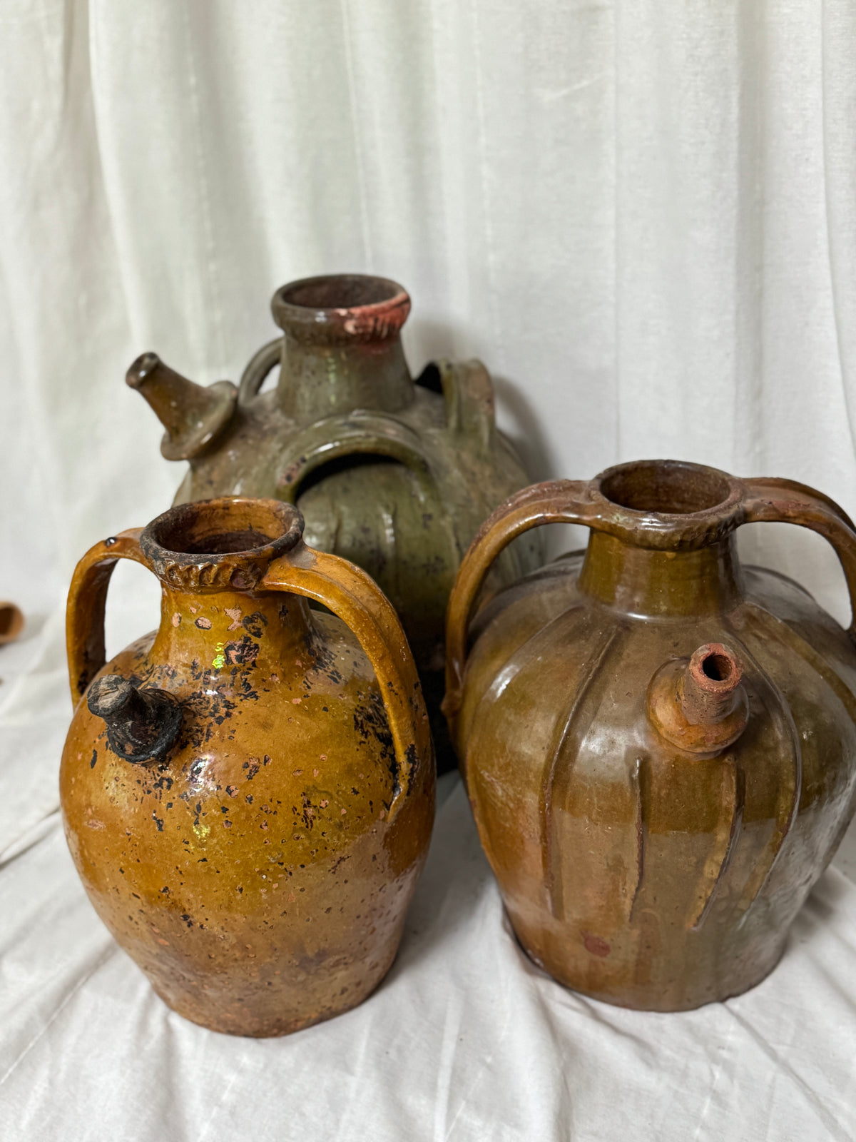 Antique French Walnut Oil Jug, Mélard à Bec, Original Stopper