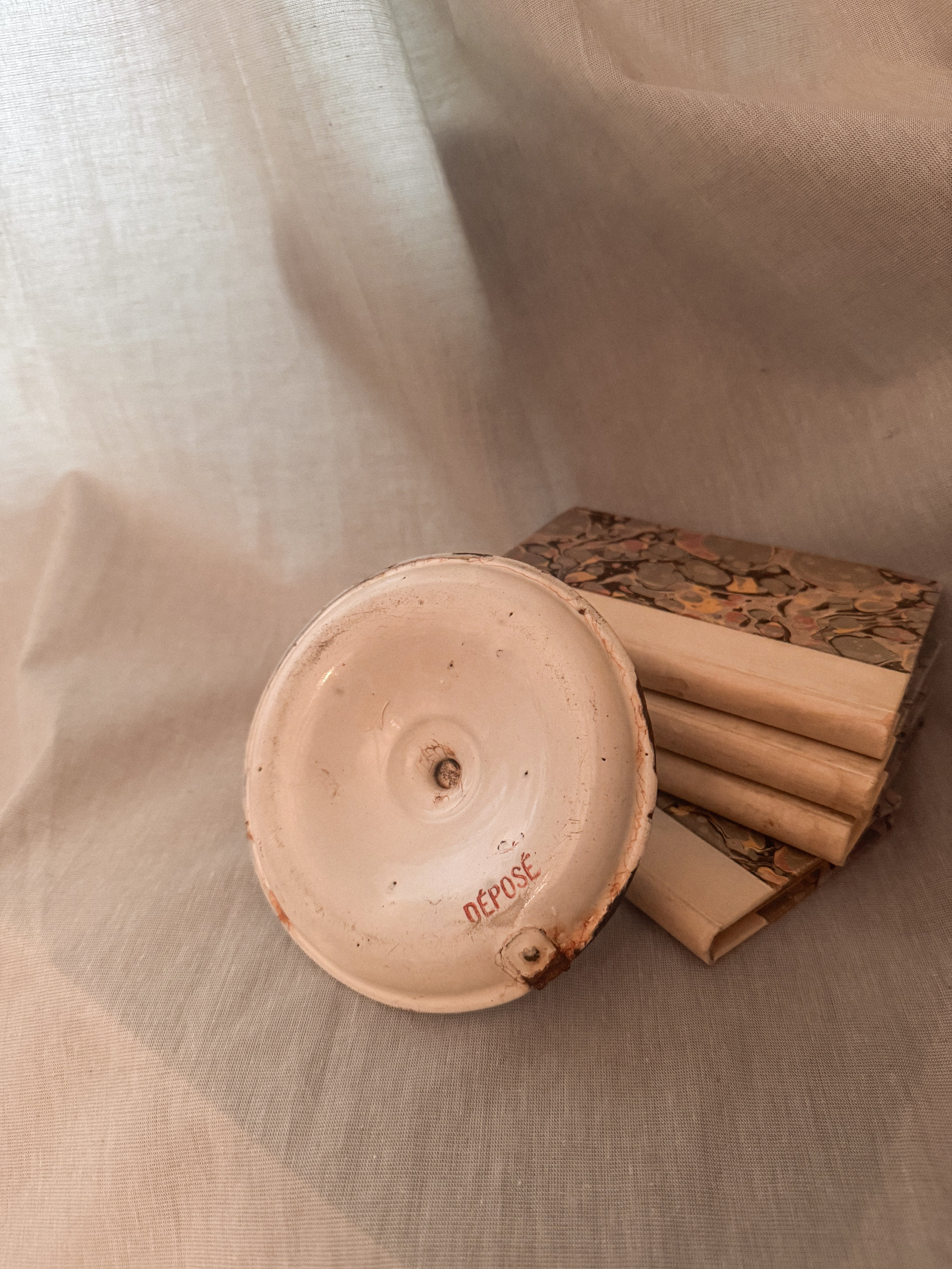 antique French enamelware chamberstick