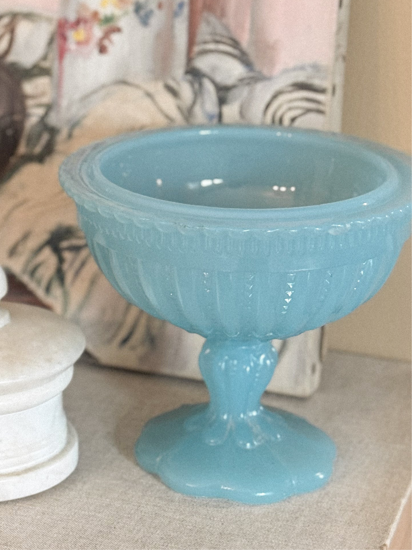 Antique pressed opaline glass compote