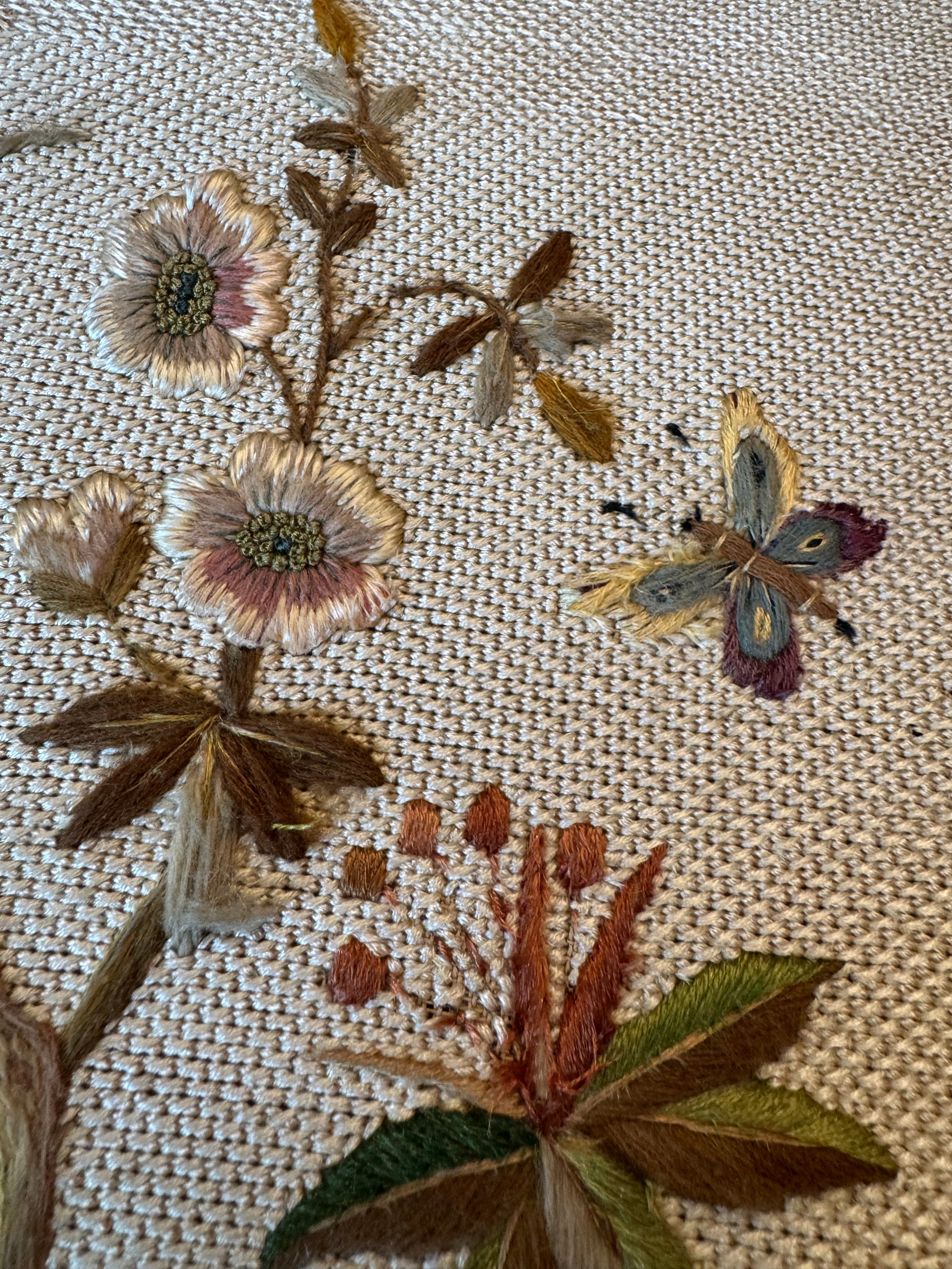 Antique Embroidered Firescreen Panel