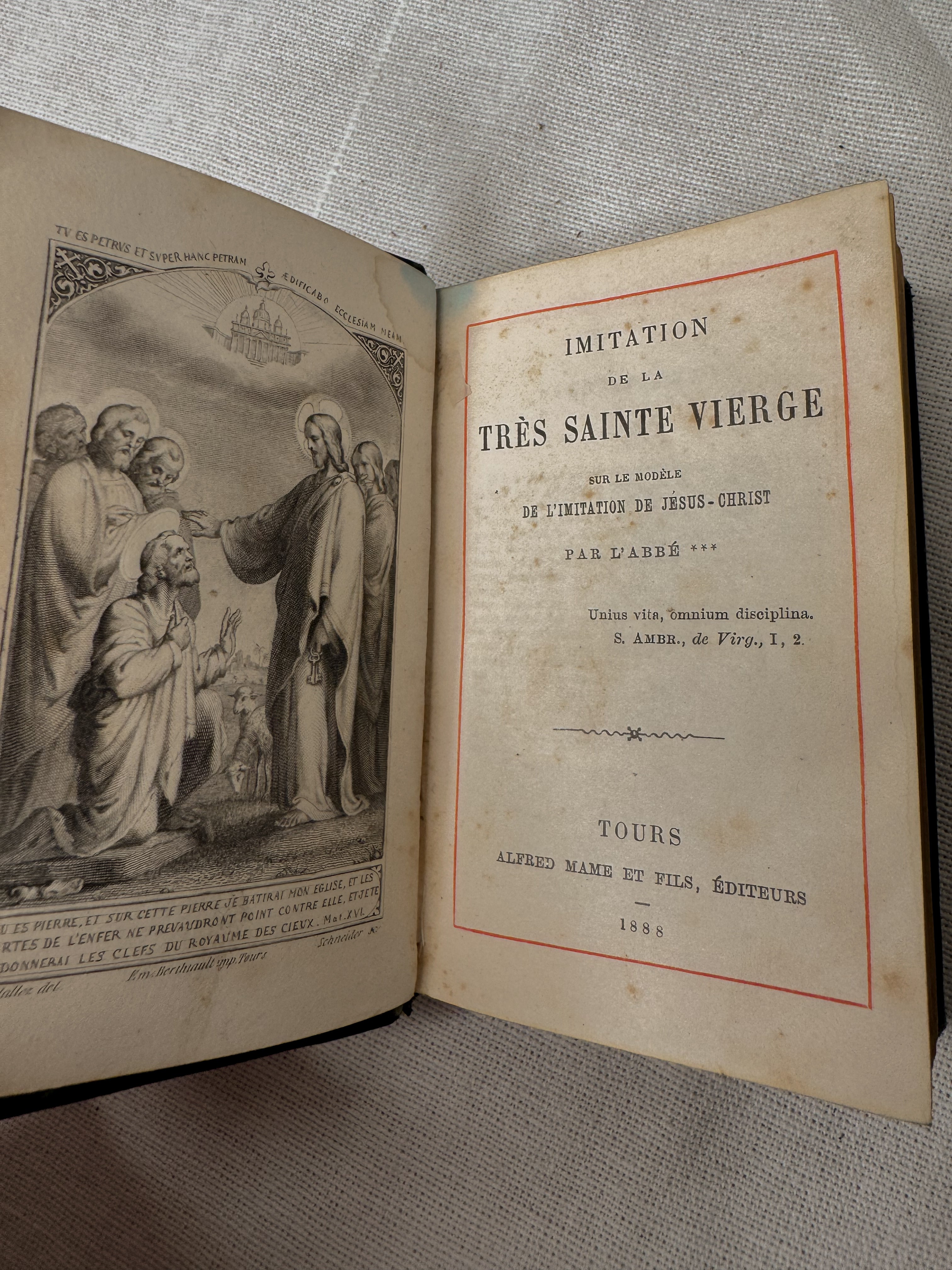 1888 Leather-Bound Devotional (Imitation de la Très Sainte Vierge)