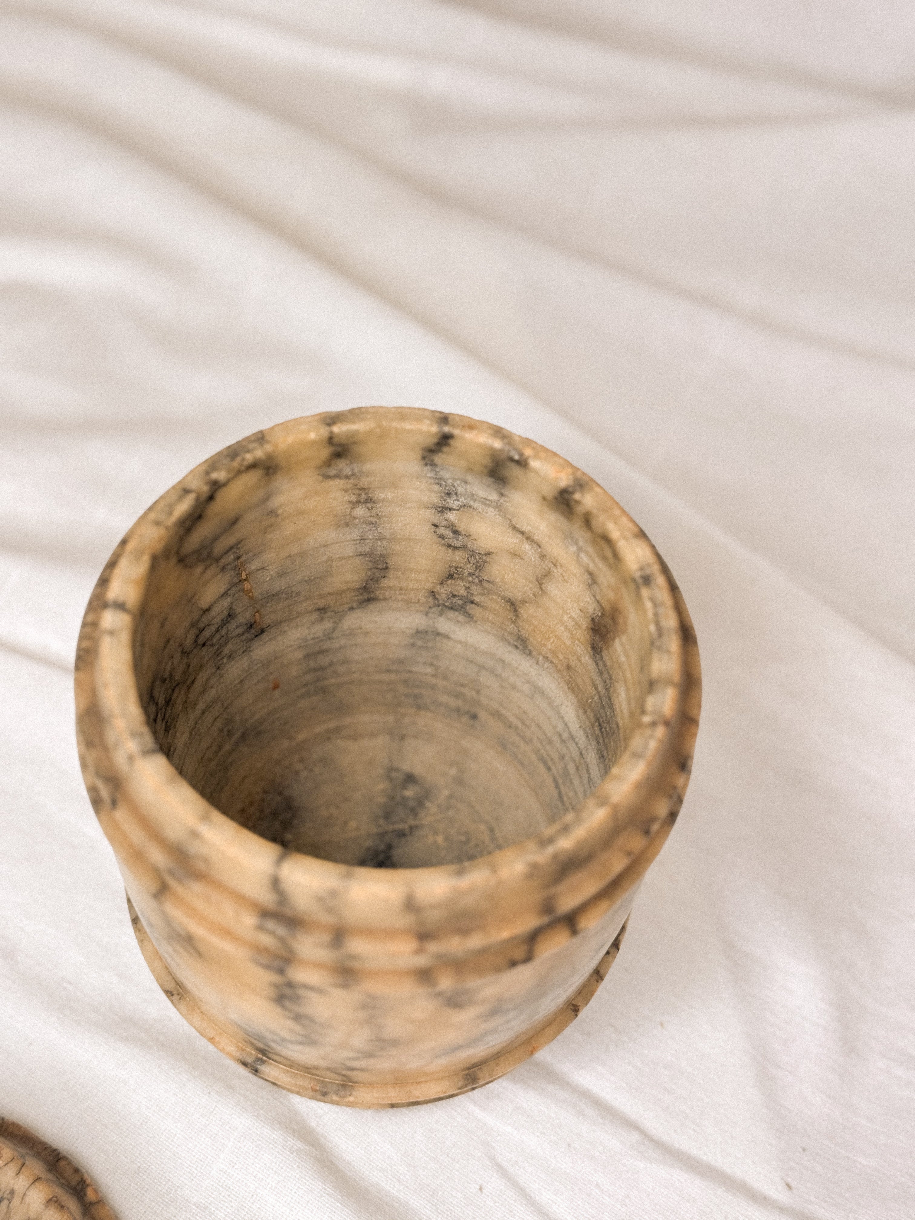 Antique Alabaster Tobacco Jar