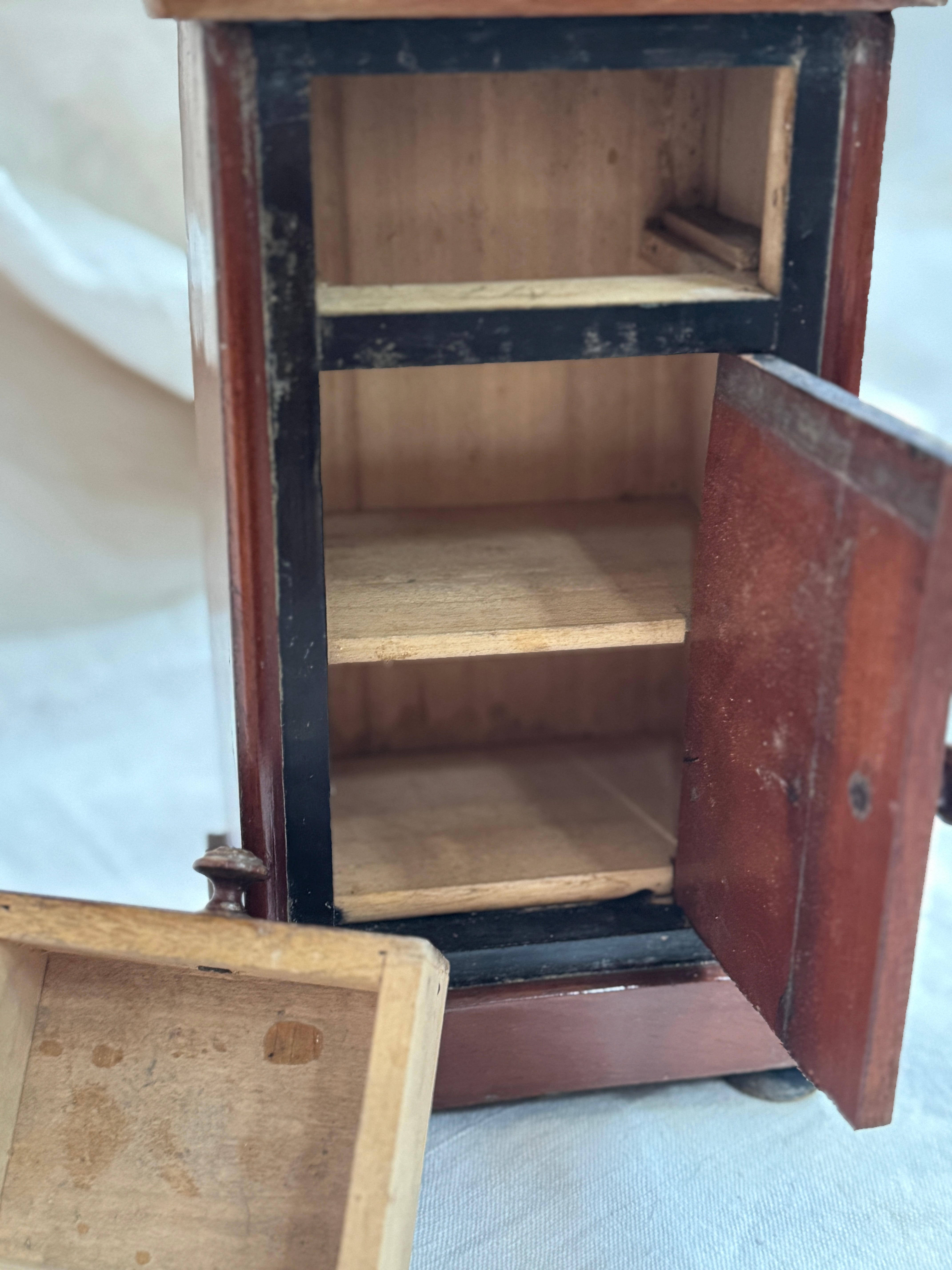 Antique French Miniature Ebonized Cabinet (Chevet), Napoléon III