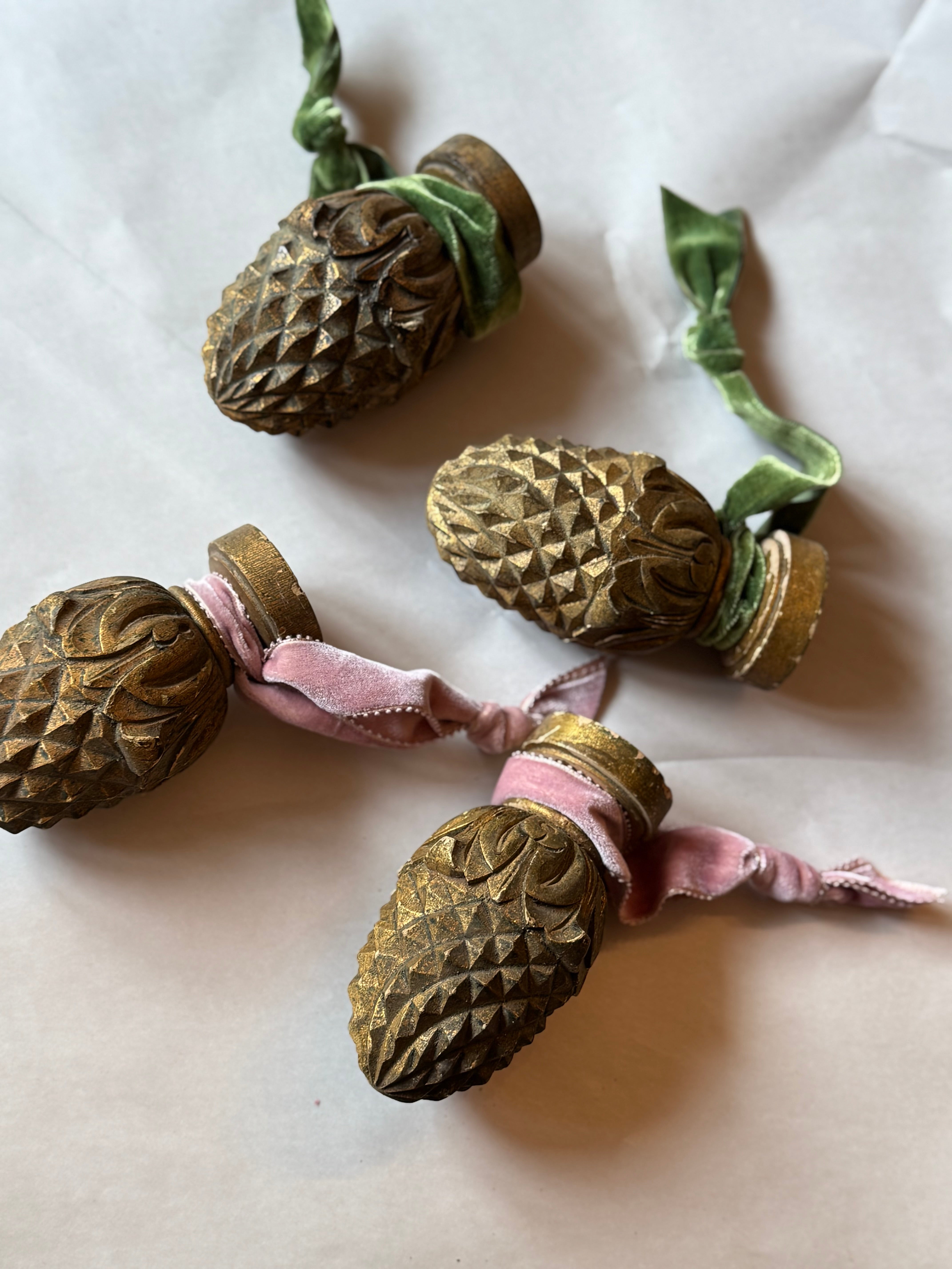 Gilded Wood Finial (c. 1910–1930) - pink ribbon