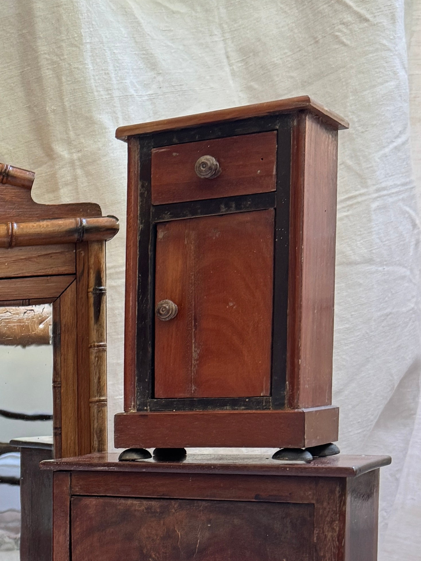 Antique French Miniature Ebonized Cabinet (Chevet), Napoléon III
