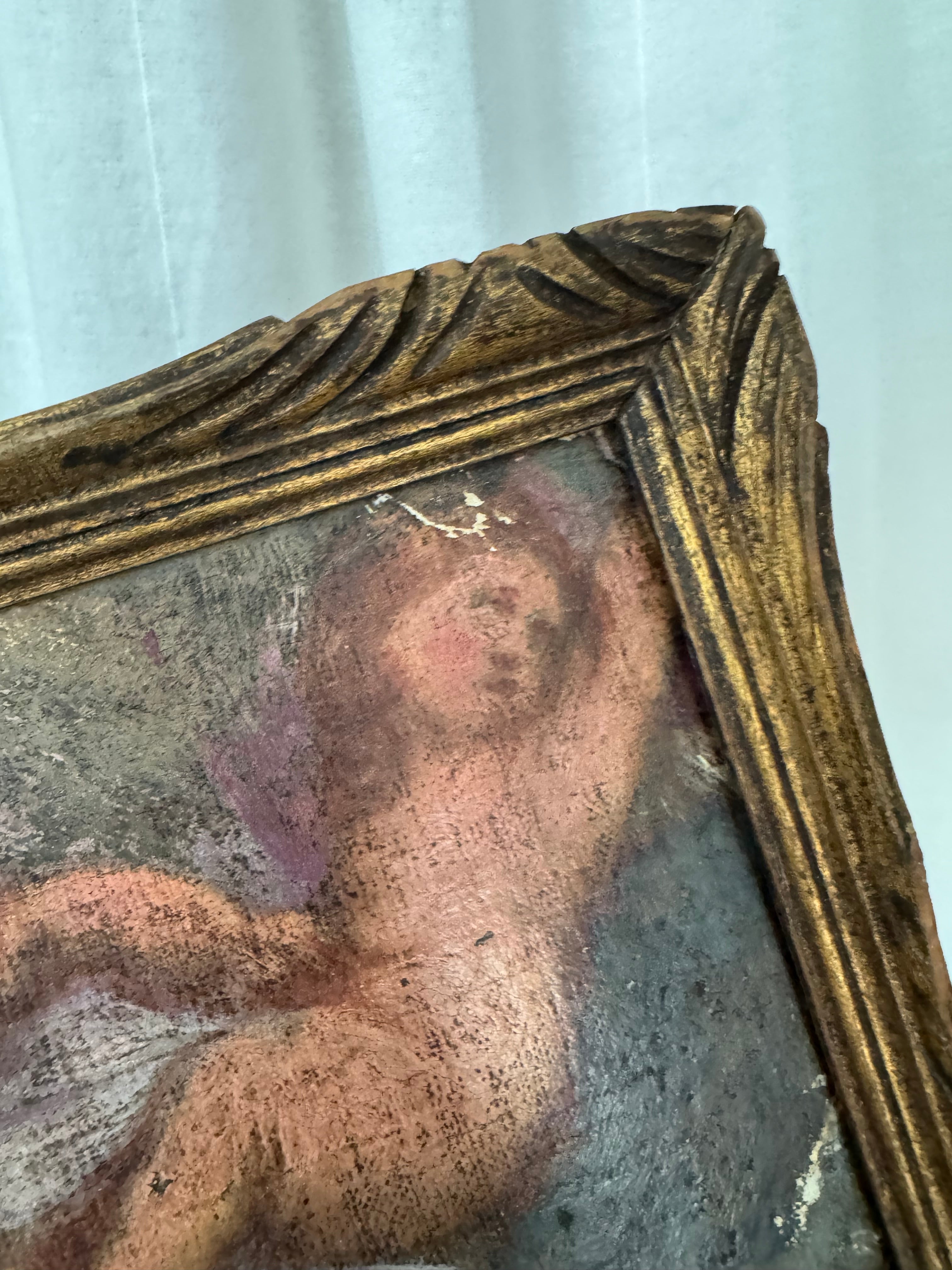 Antique French Oil on Canvas, Two Putti | Rococo, 18th Century, Signed