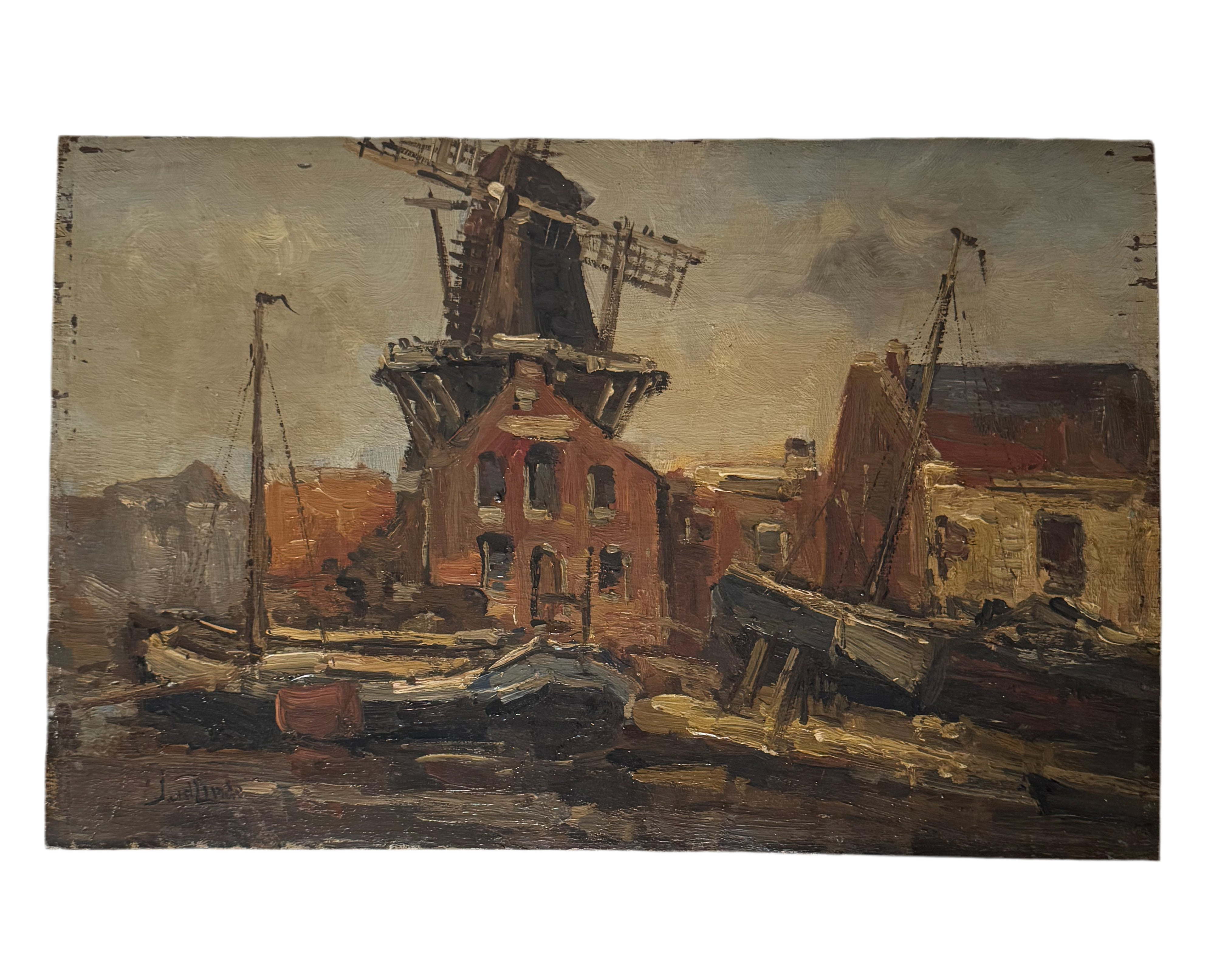 Port au moulin, oil on board