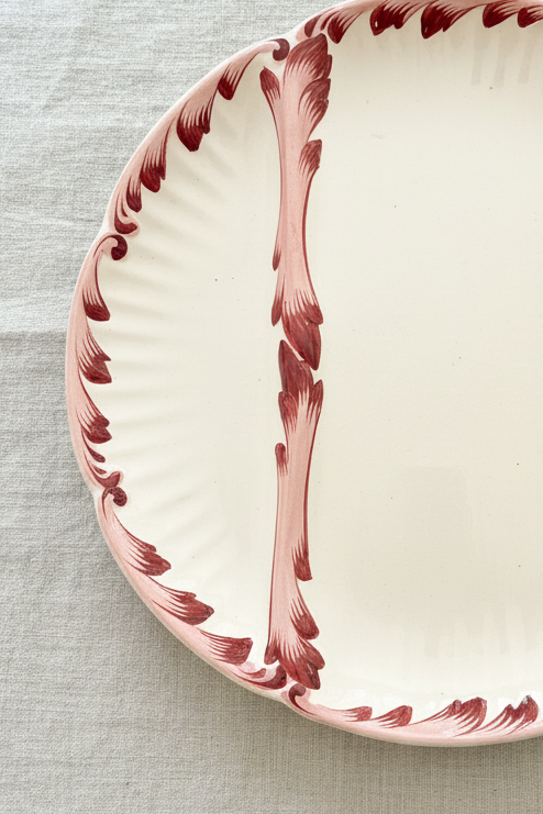 Red Barbotine Asparagus Plate, Sarreguemines
