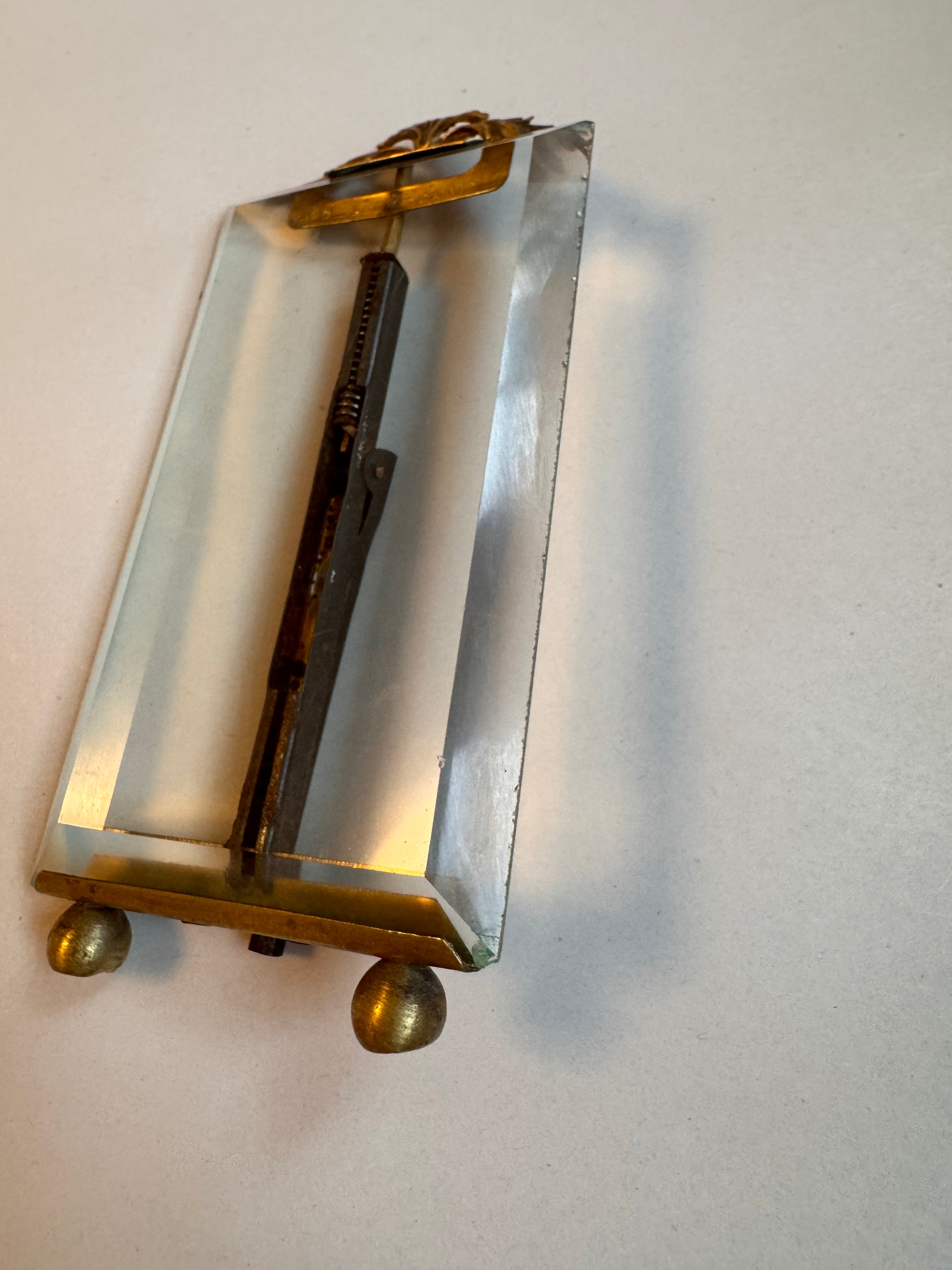 Antique French Glass Frame with Acanthus Crest