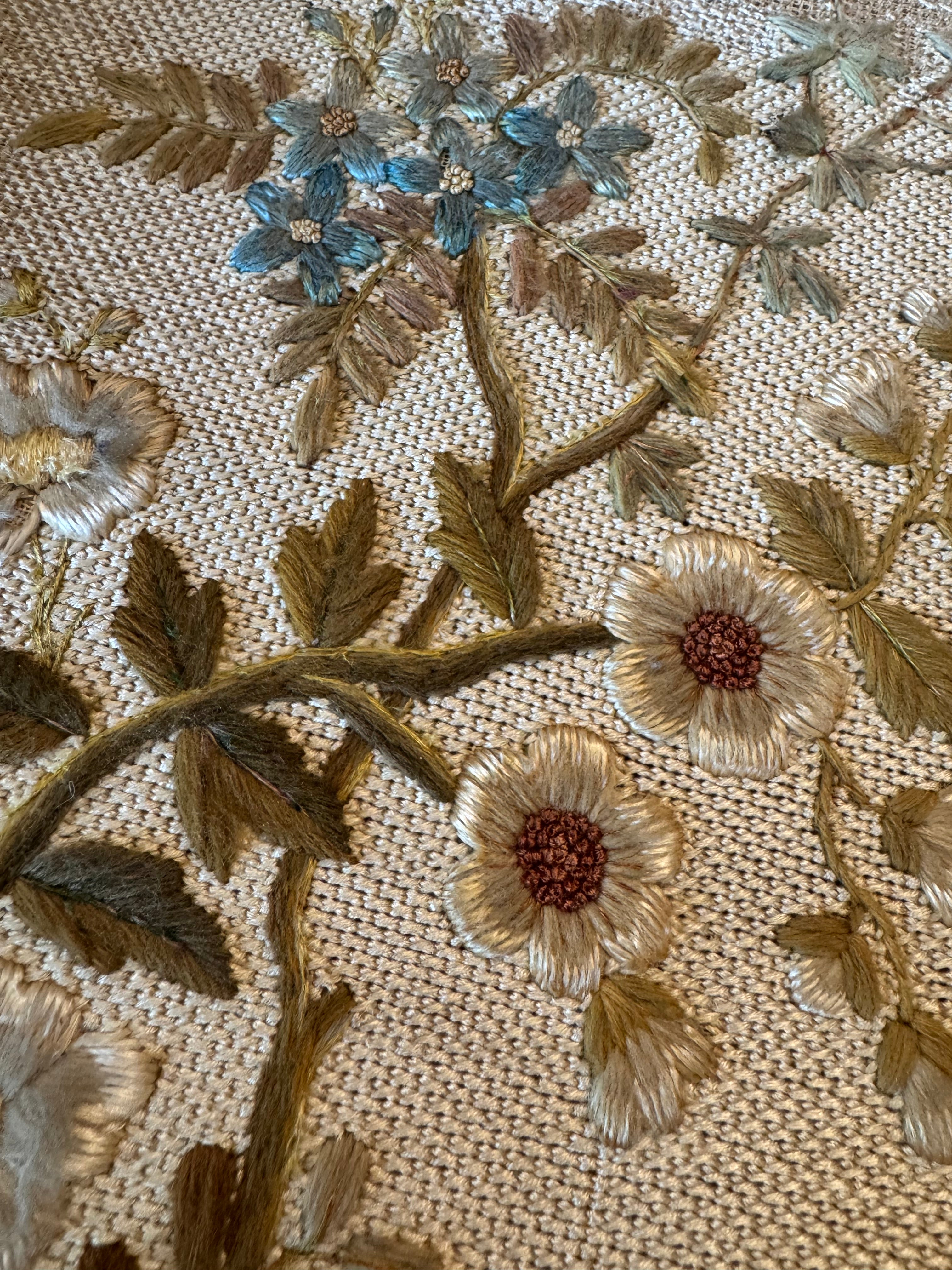 Antique Embroidered Firescreen Panel