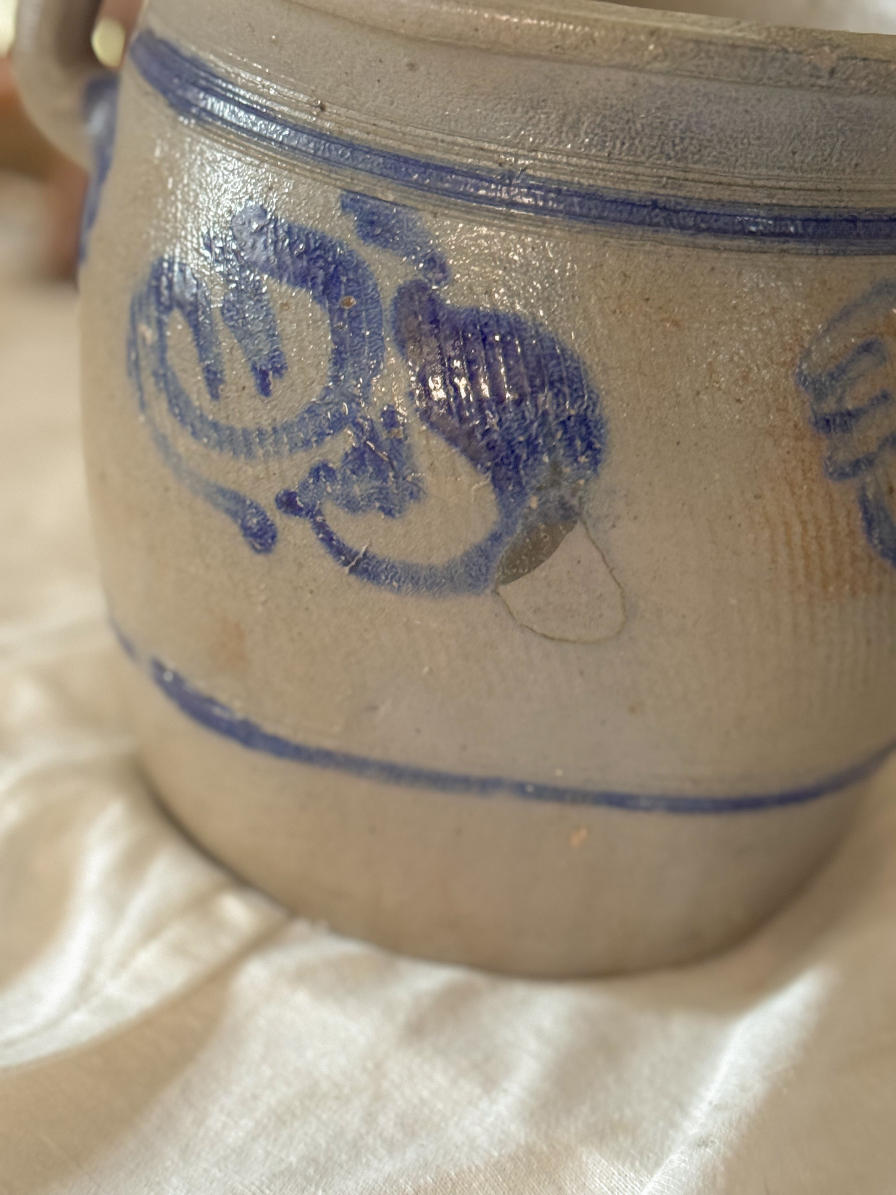 Large Antique French Salt-Glazed Stoneware Confit Pot