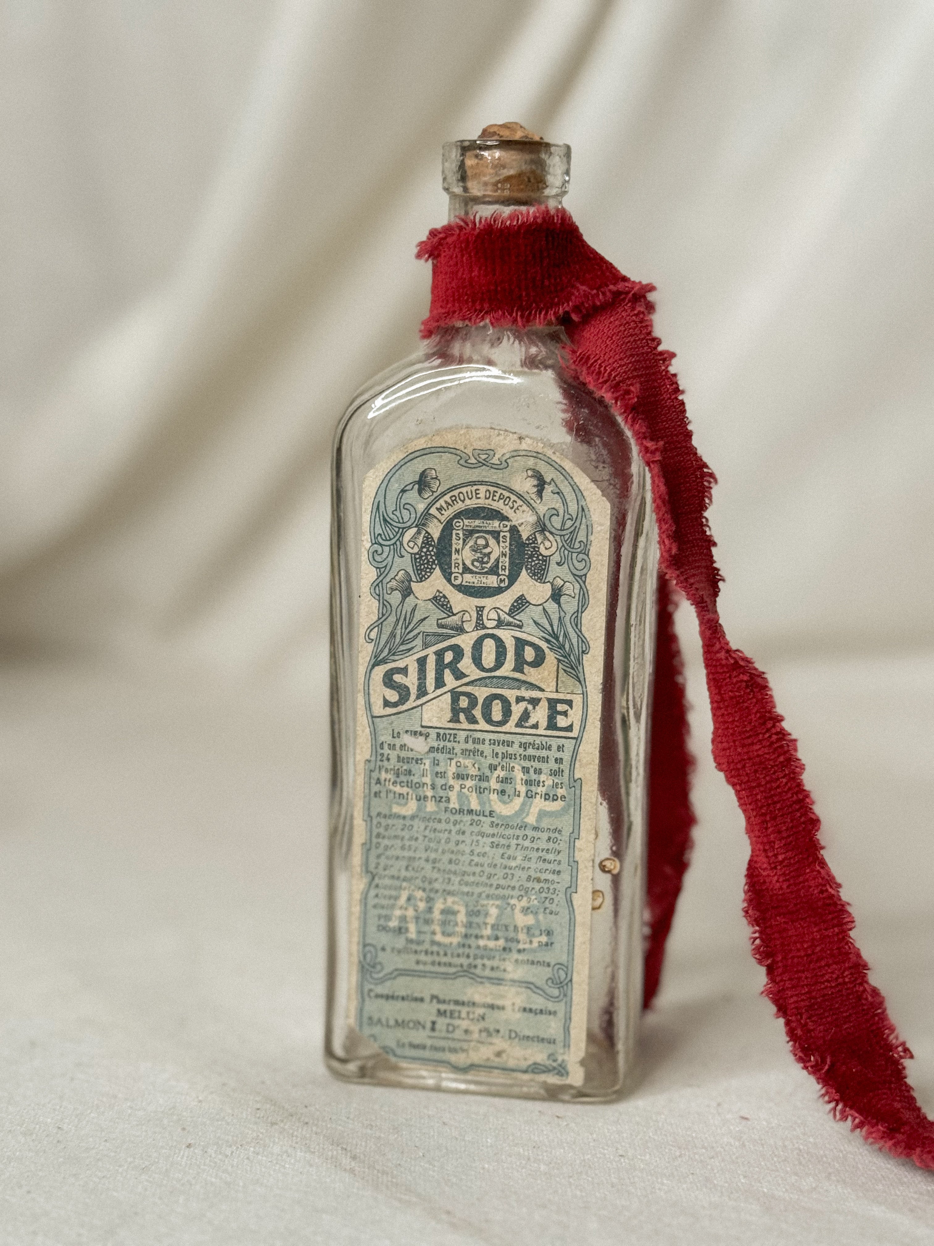 Antique French Apothecary Bottle — Sirop Roze