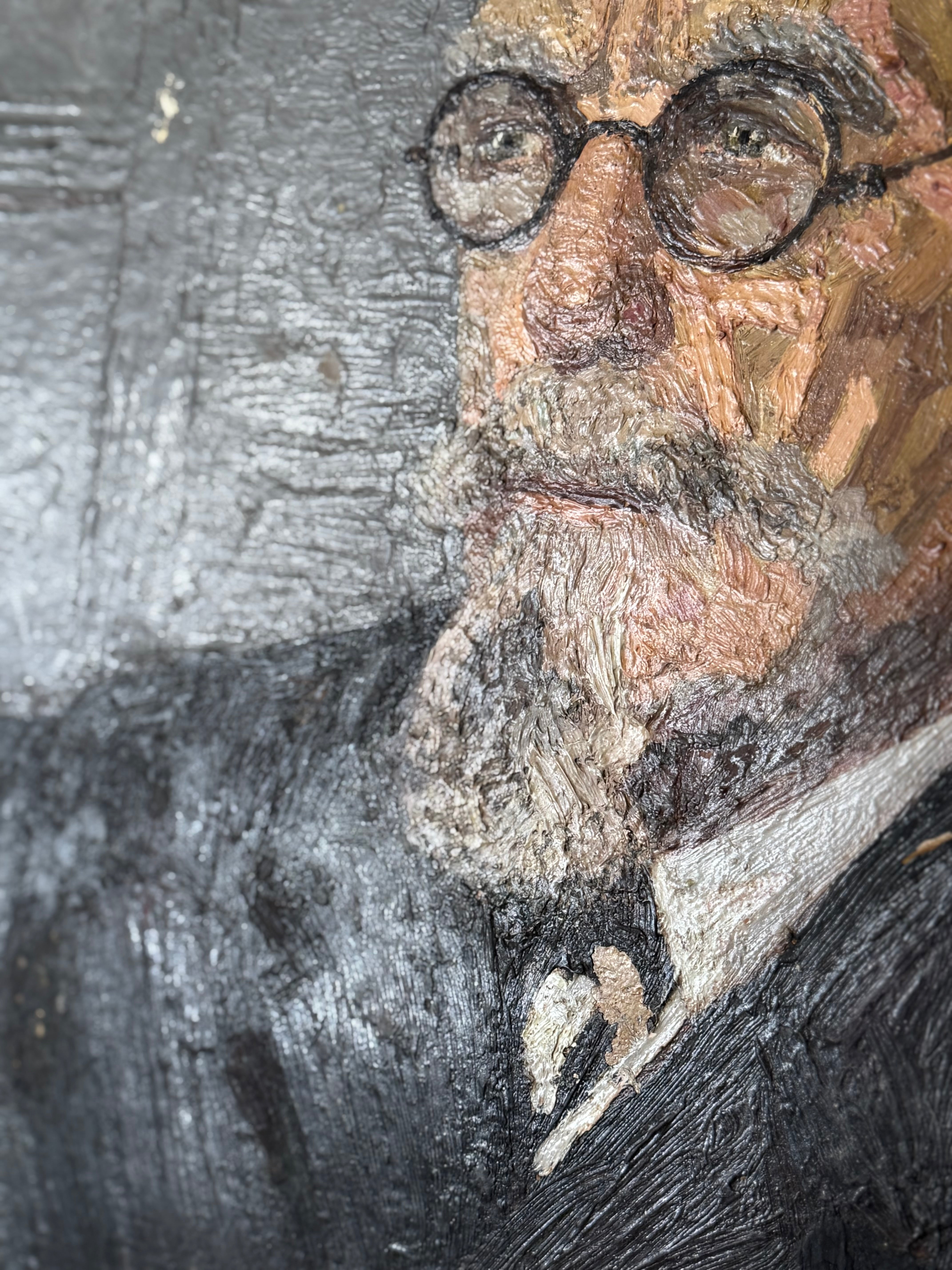 Portrait oil on board with BONUS reverse painting
