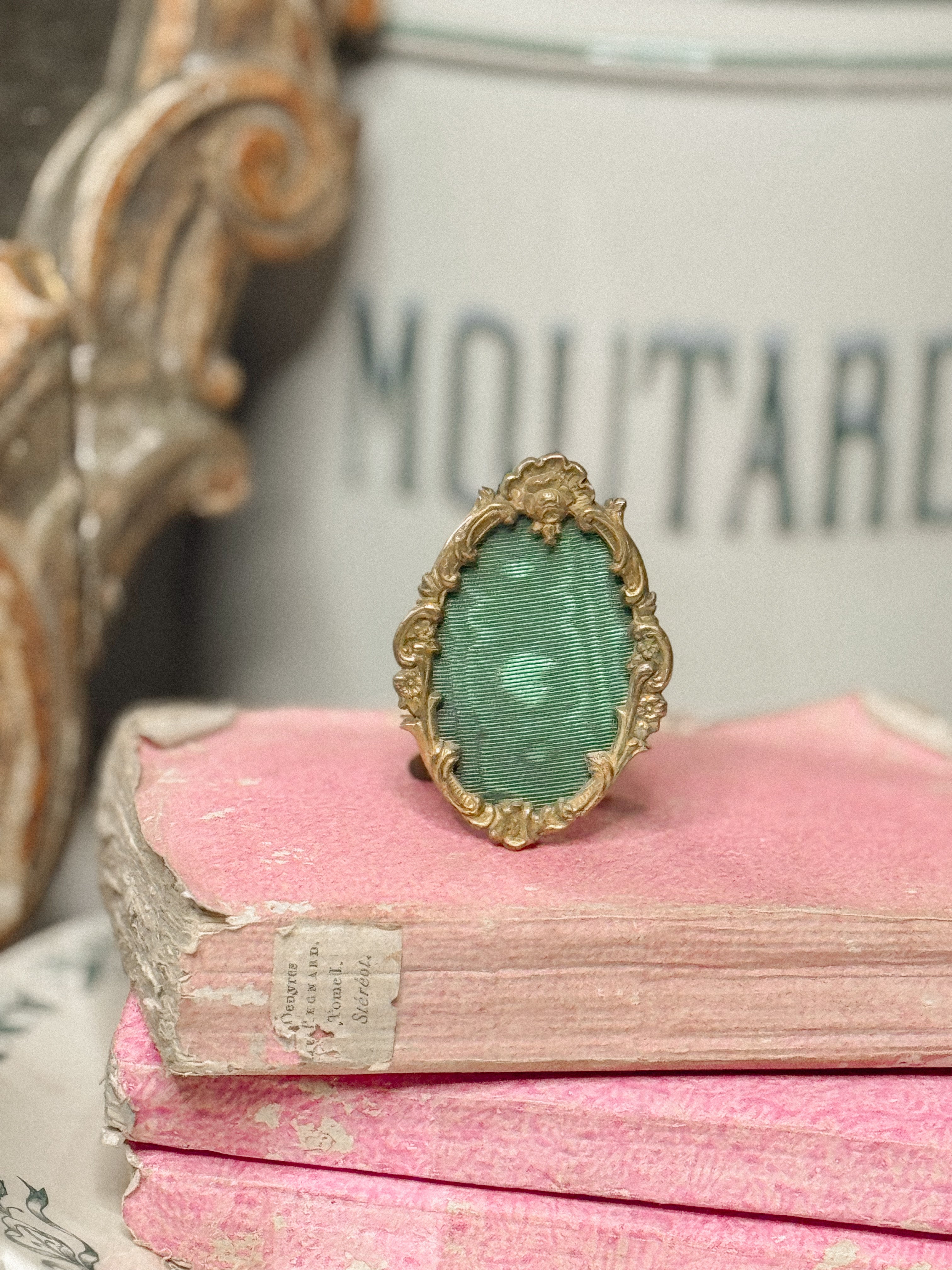Antique French Oval Miniature Portrait Frame | Cast Bronze Doré, Louis XV Rococo, 19th Century