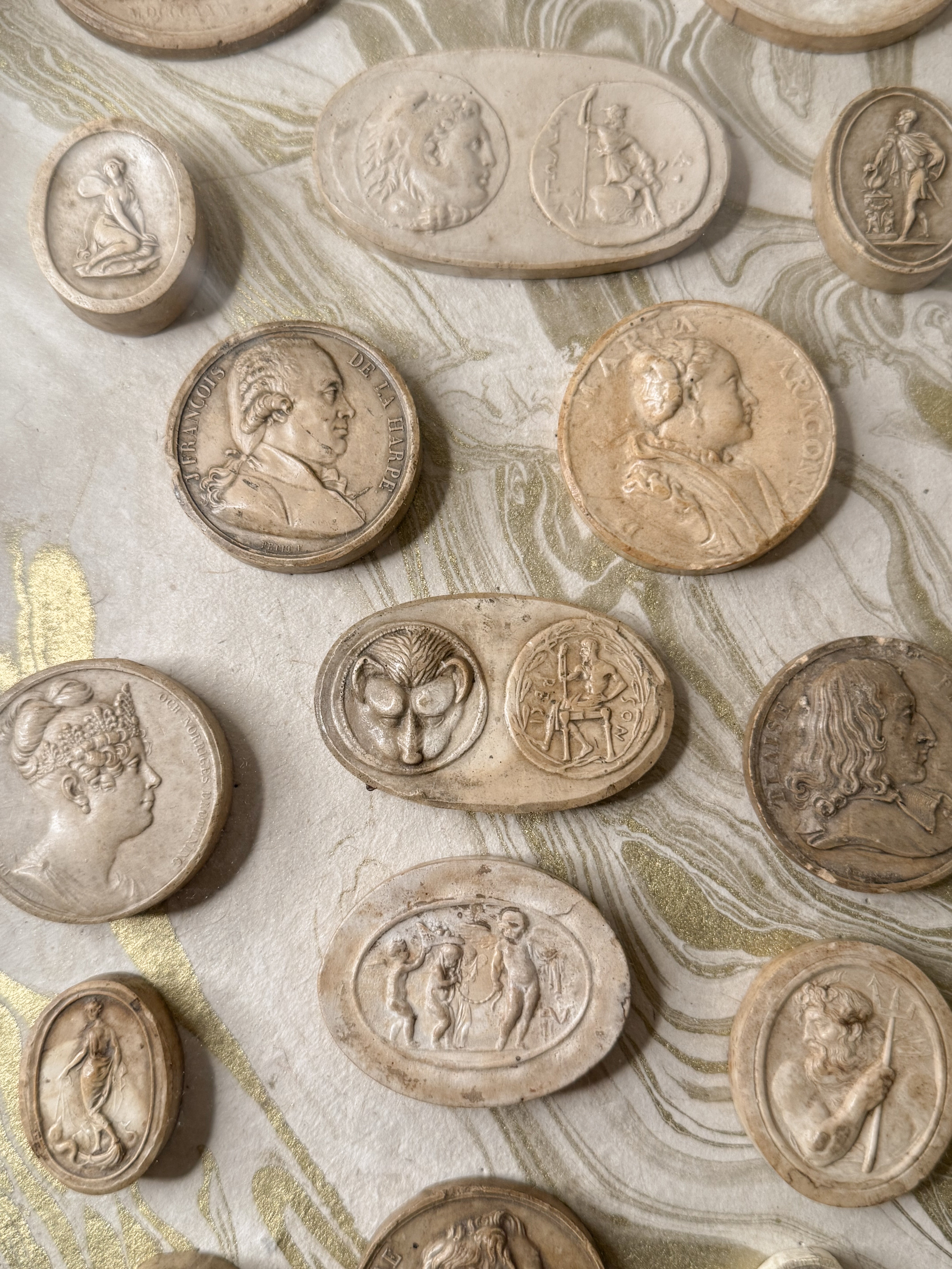 19th-Century Framed Plaster Relief Medallions