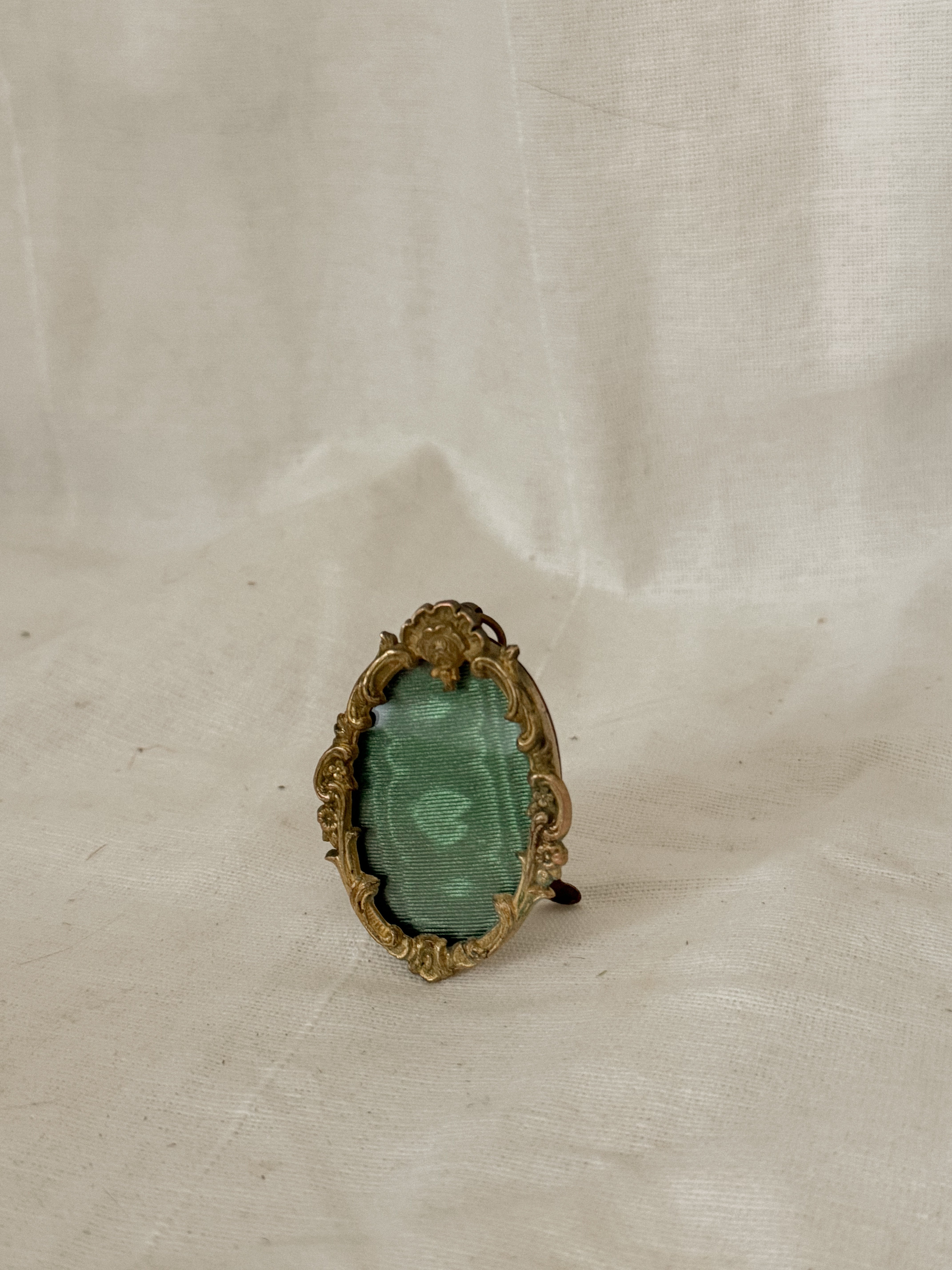 Antique French Oval Miniature Portrait Frame | Cast Bronze Doré, Louis XV Rococo, 19th Century
