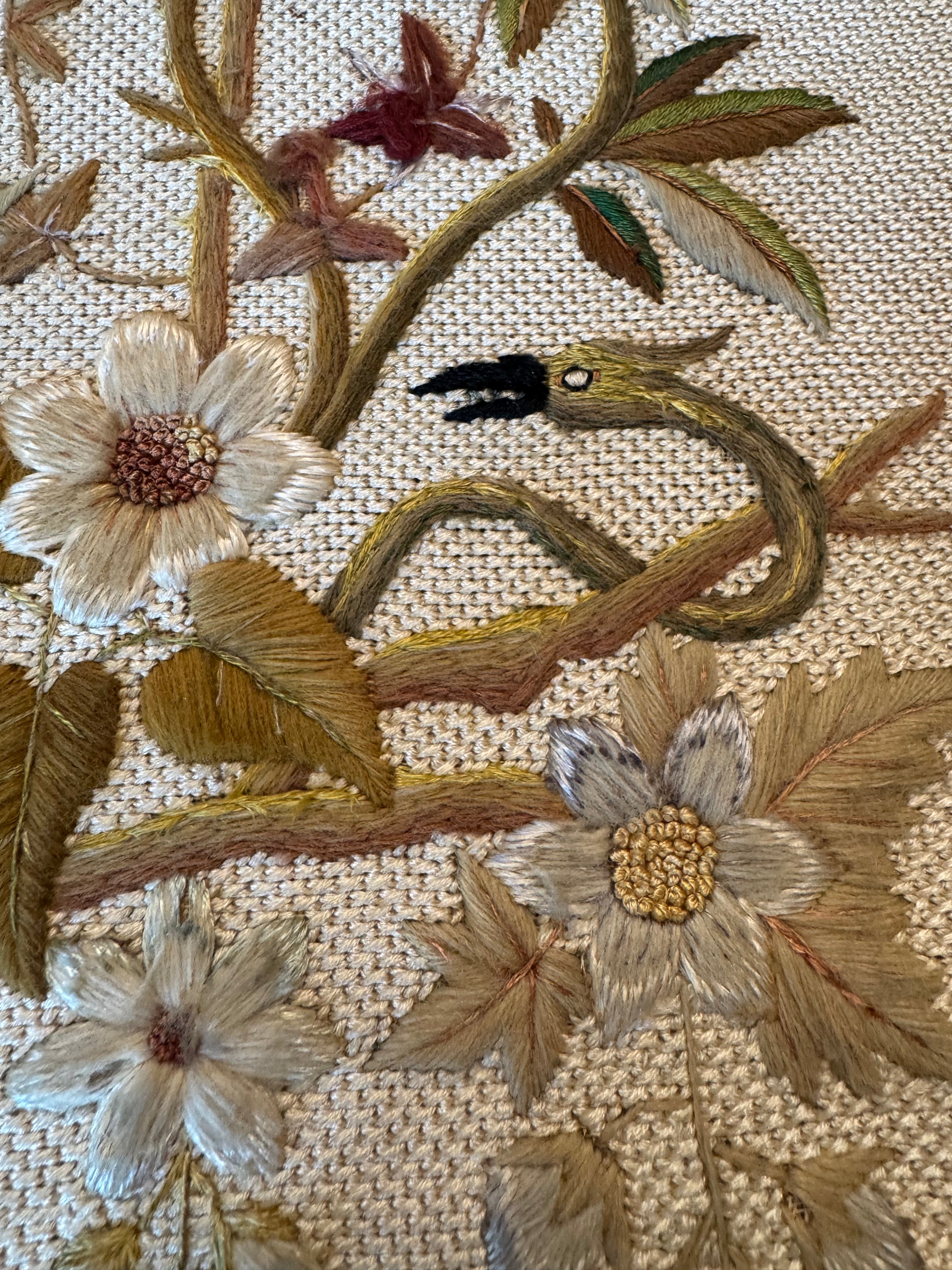 Antique Embroidered Firescreen Panel