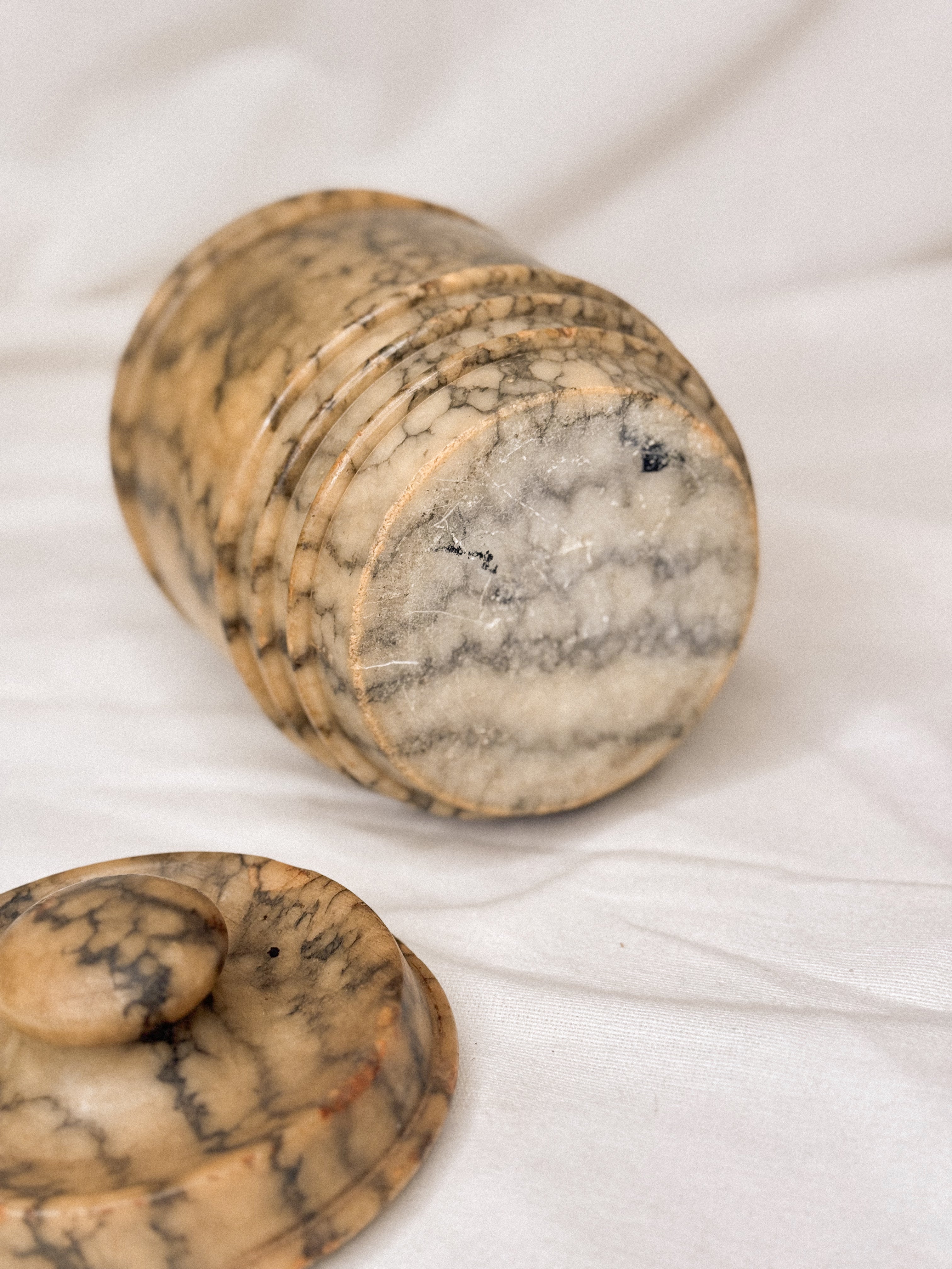 Antique Alabaster Tobacco Jar