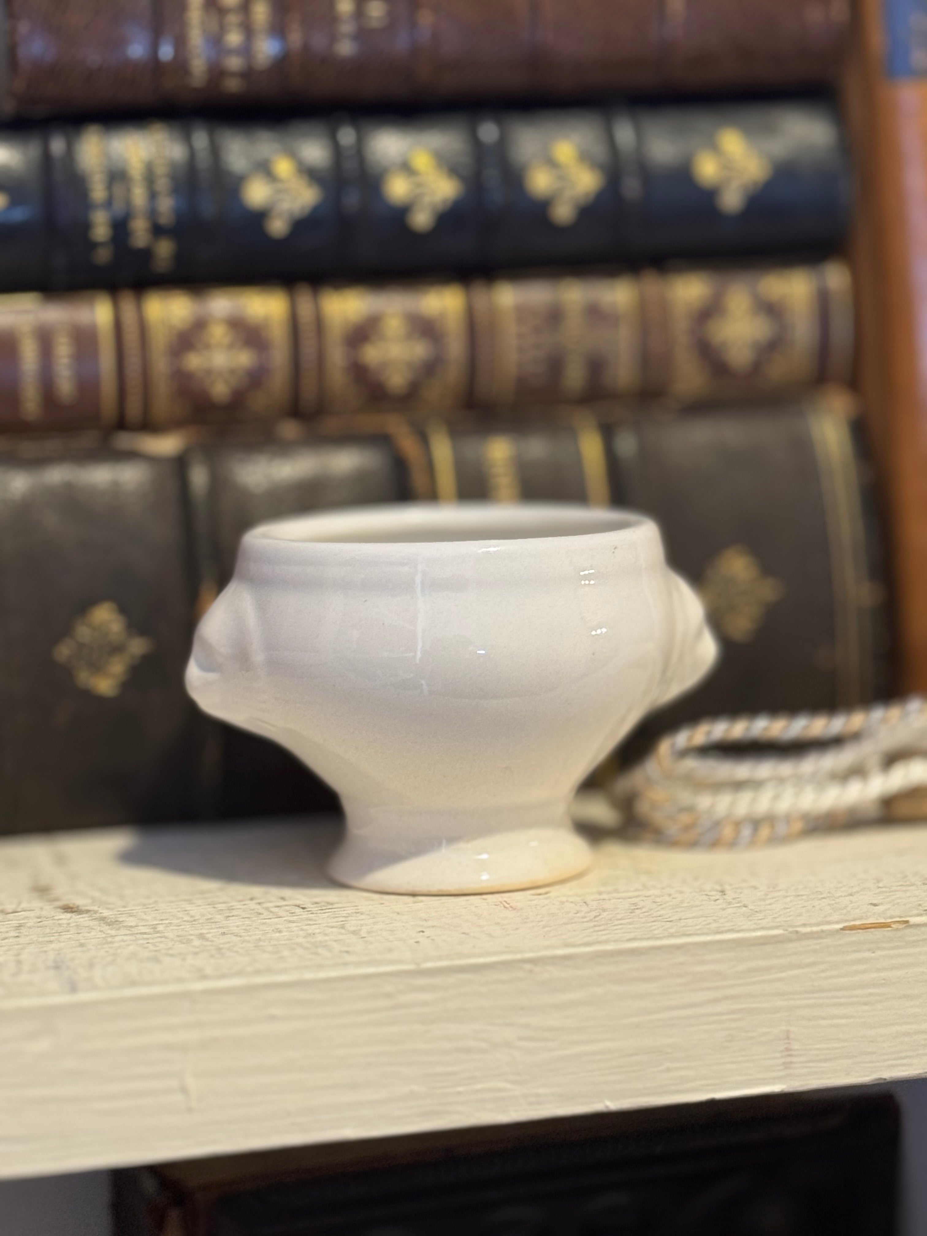 Vintage French Ironstone Mustard Pot