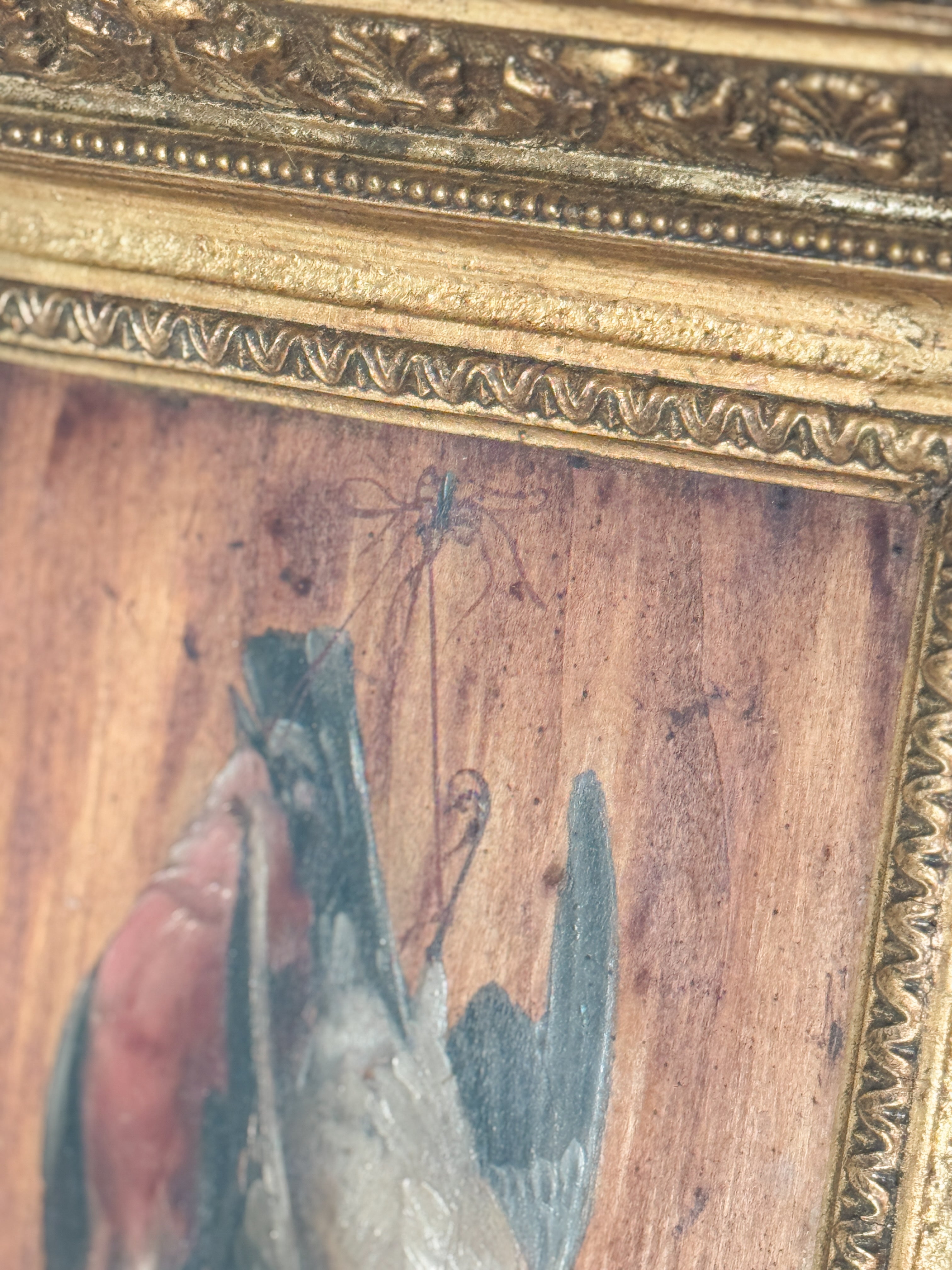 Antique Game Still Life Oil in Gilt Frame