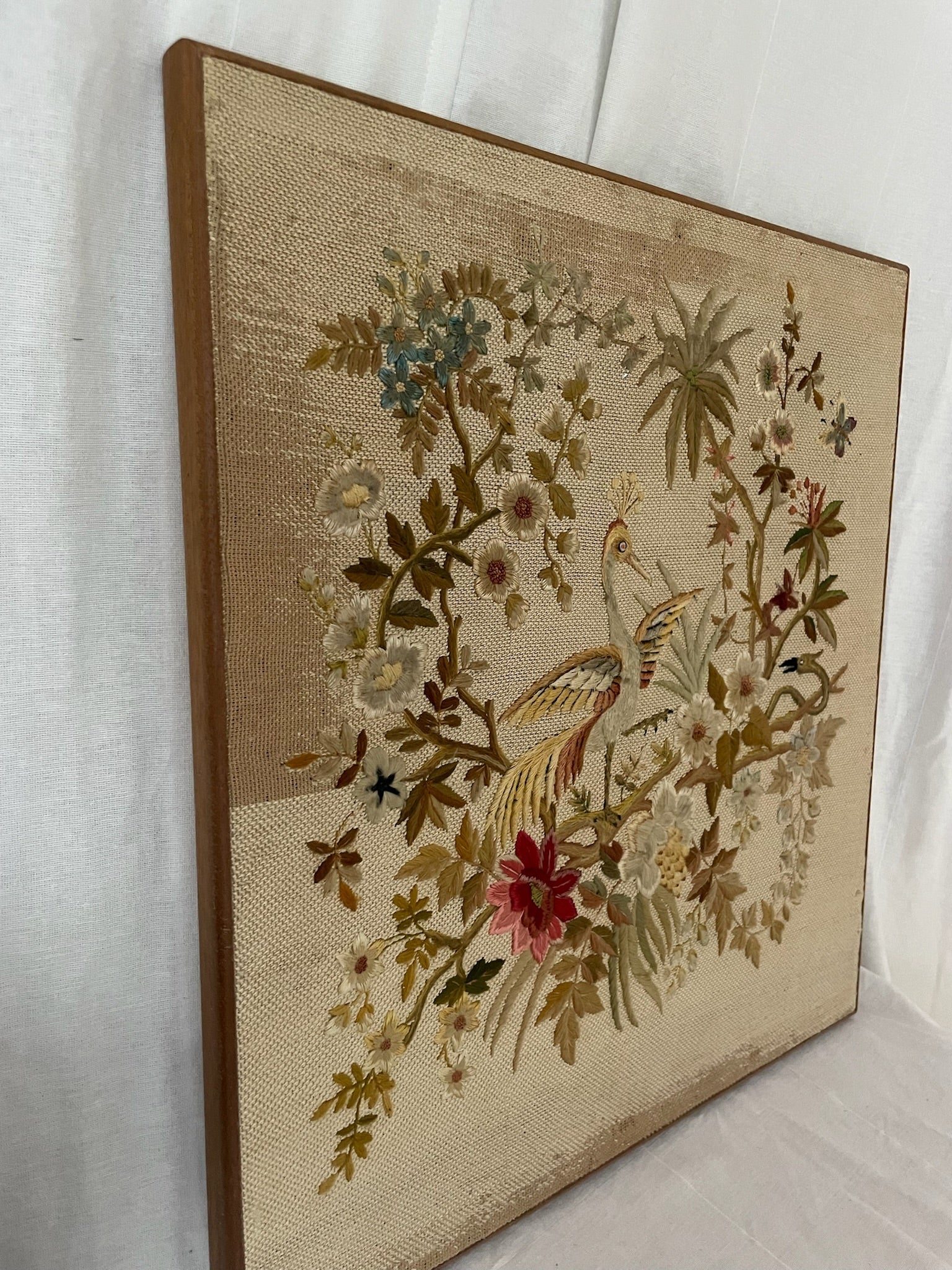 Antique Embroidered Firescreen Panel