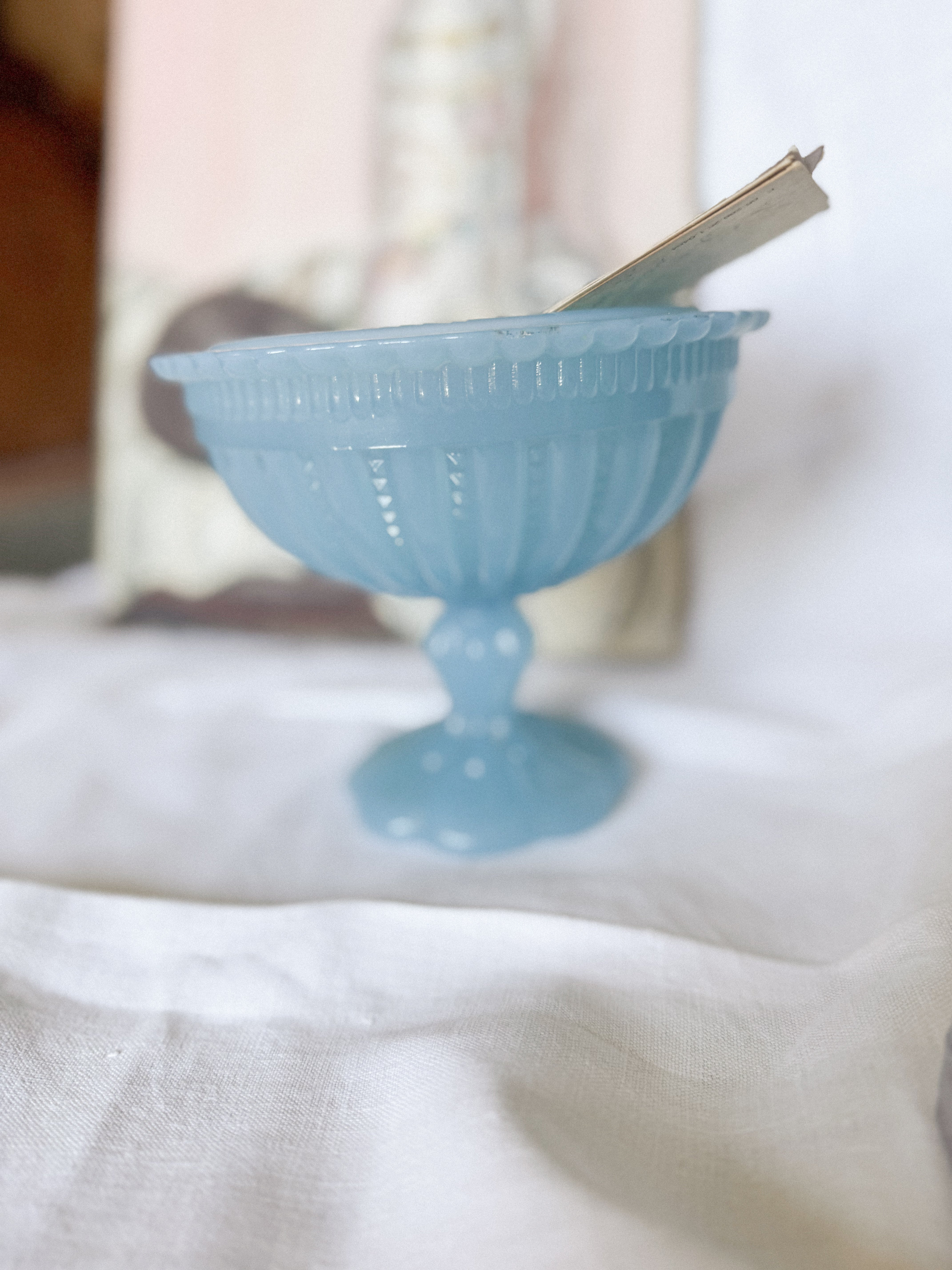 Antique pressed opaline glass compote