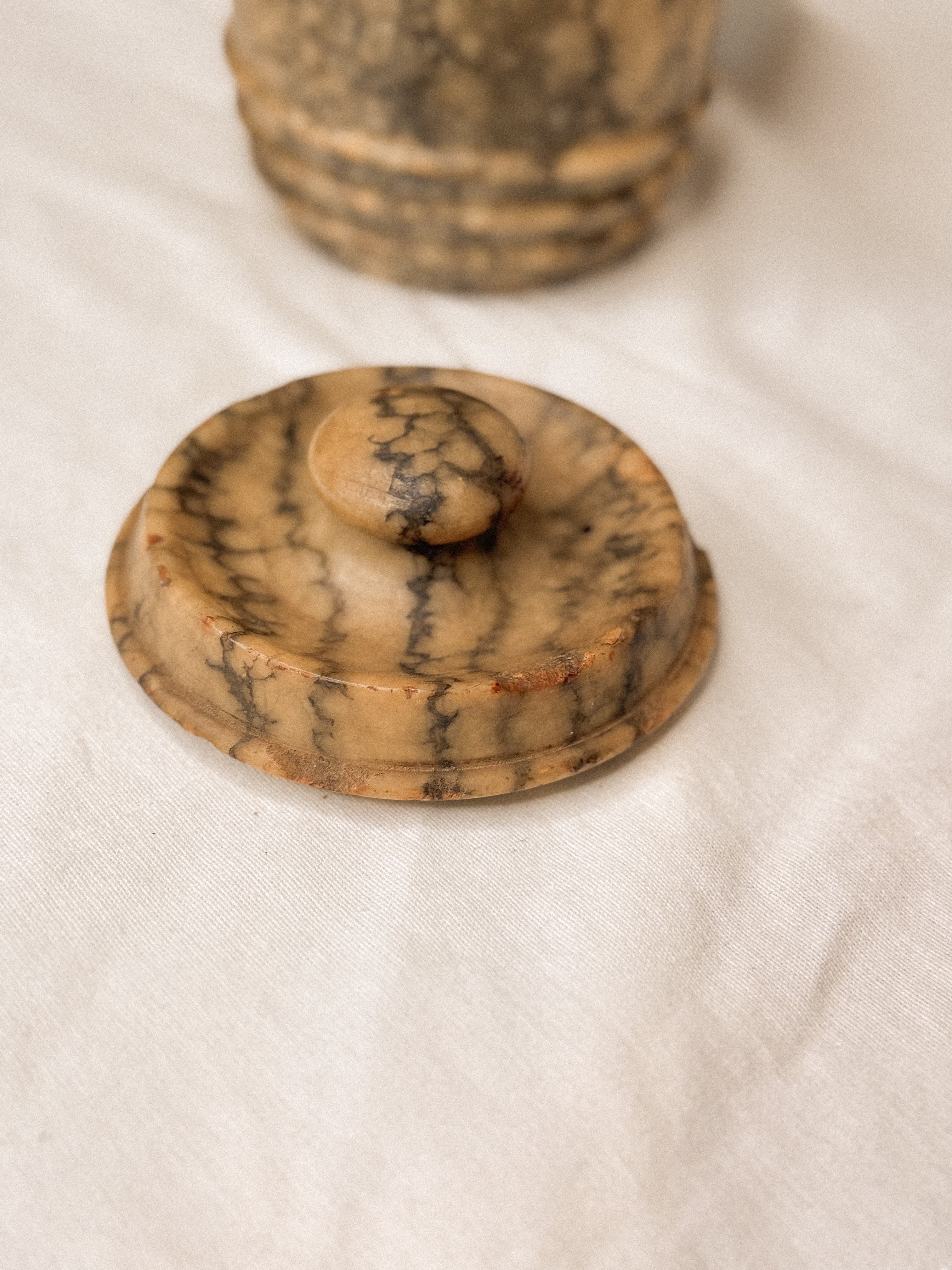 Antique Alabaster Tobacco Jar