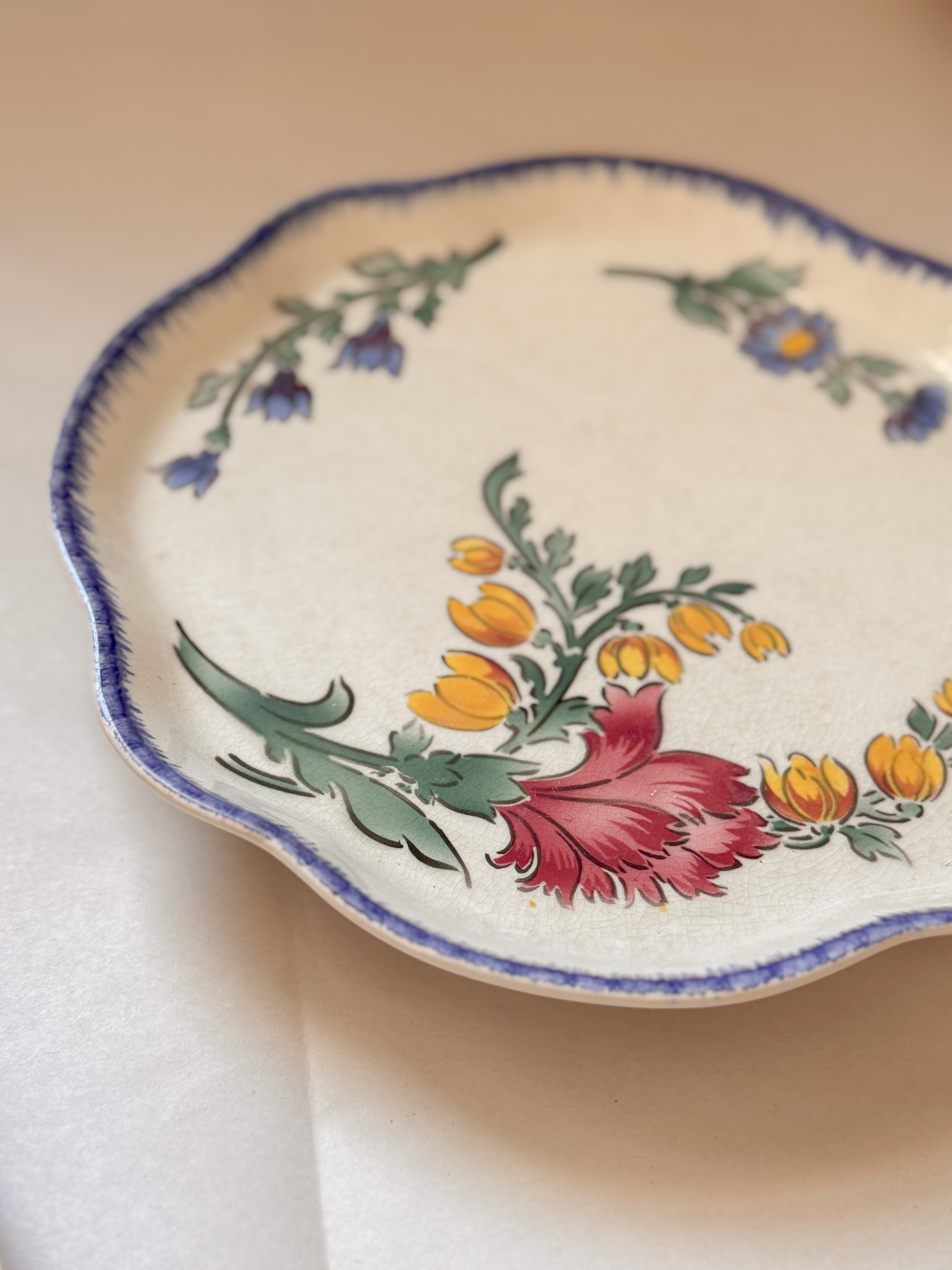 Antique Faience Pedestal Platter