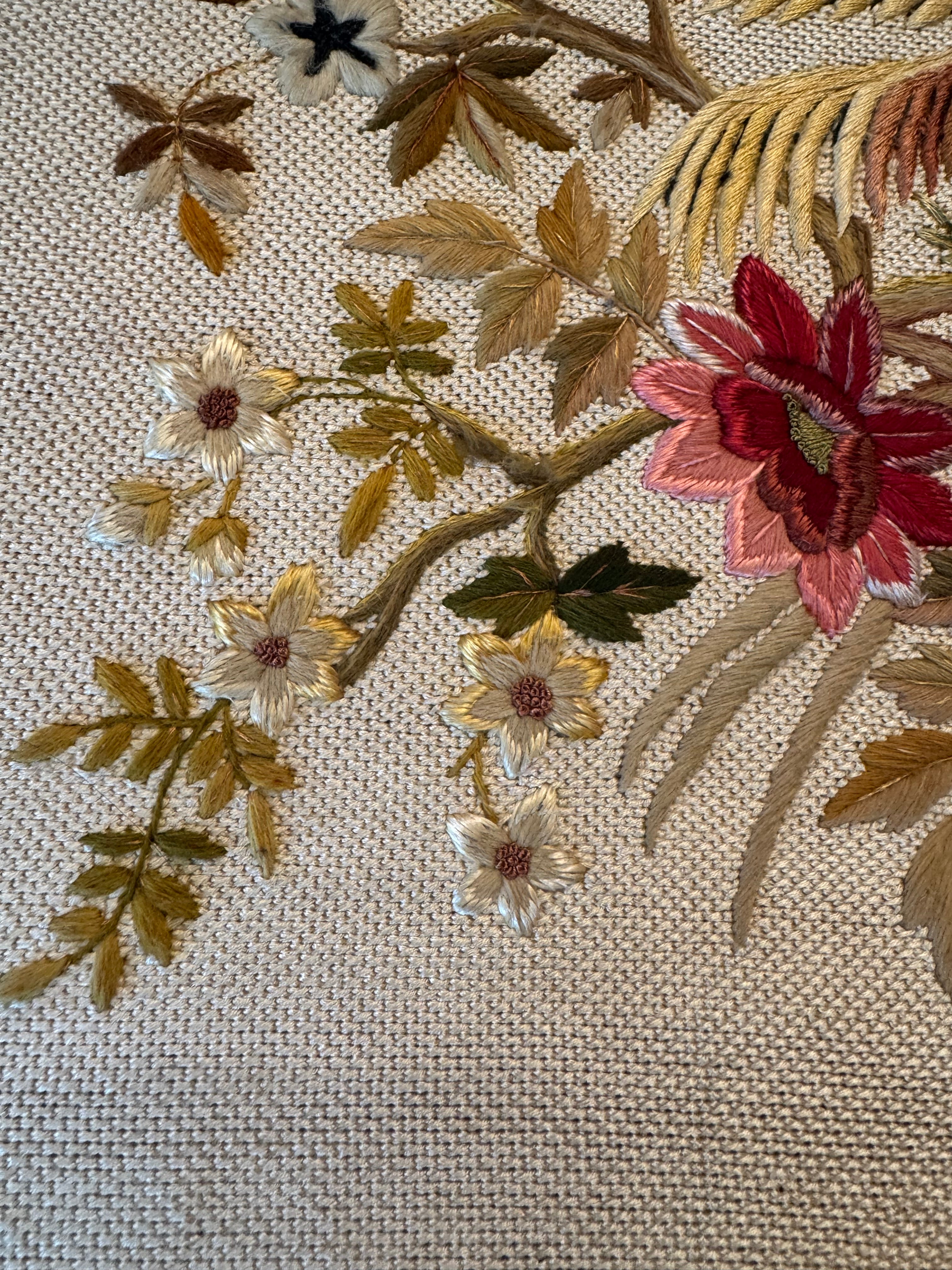 Antique Embroidered Firescreen Panel