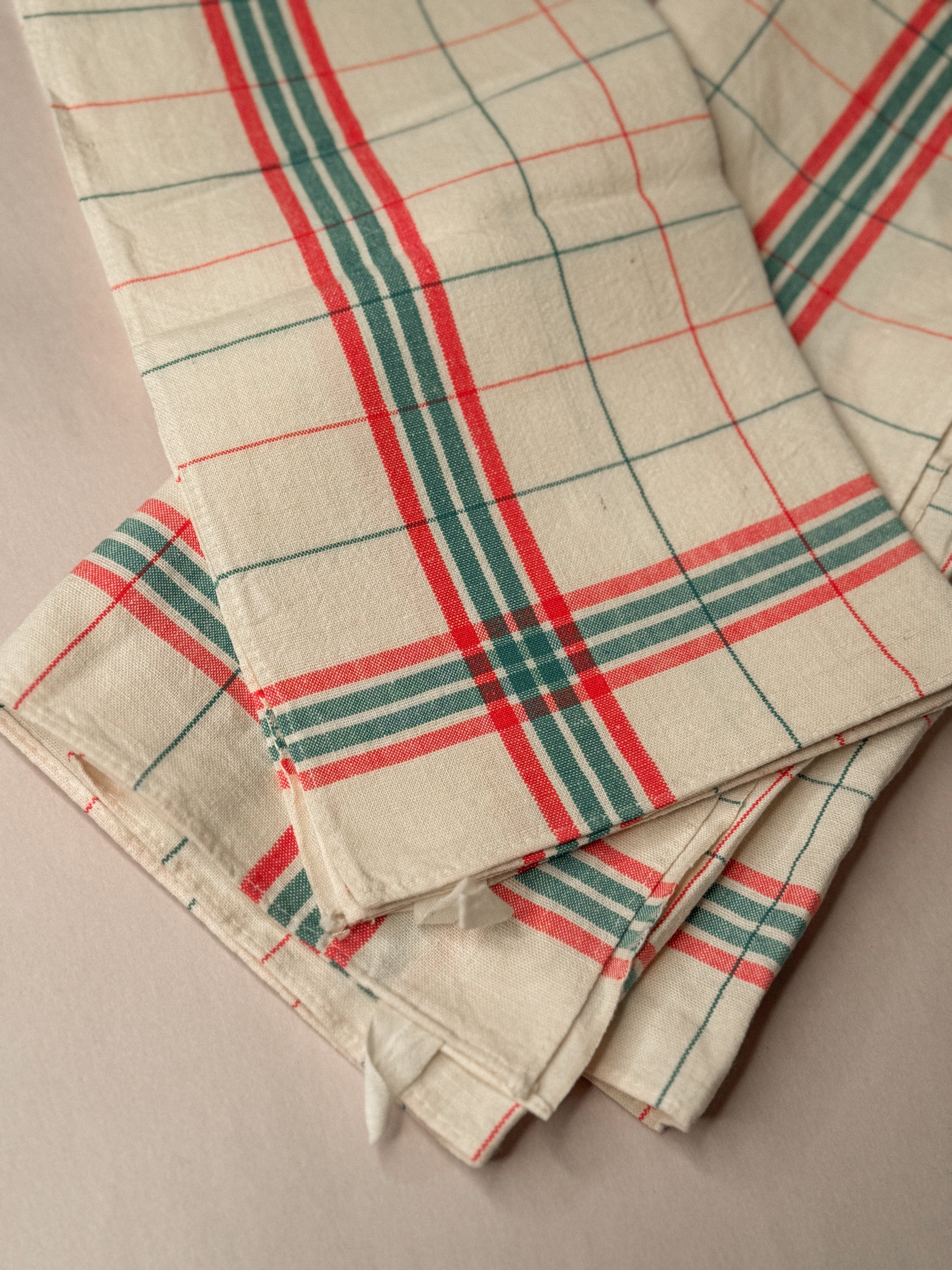 Set of 2 French Linen Torchons, Circa 1940s