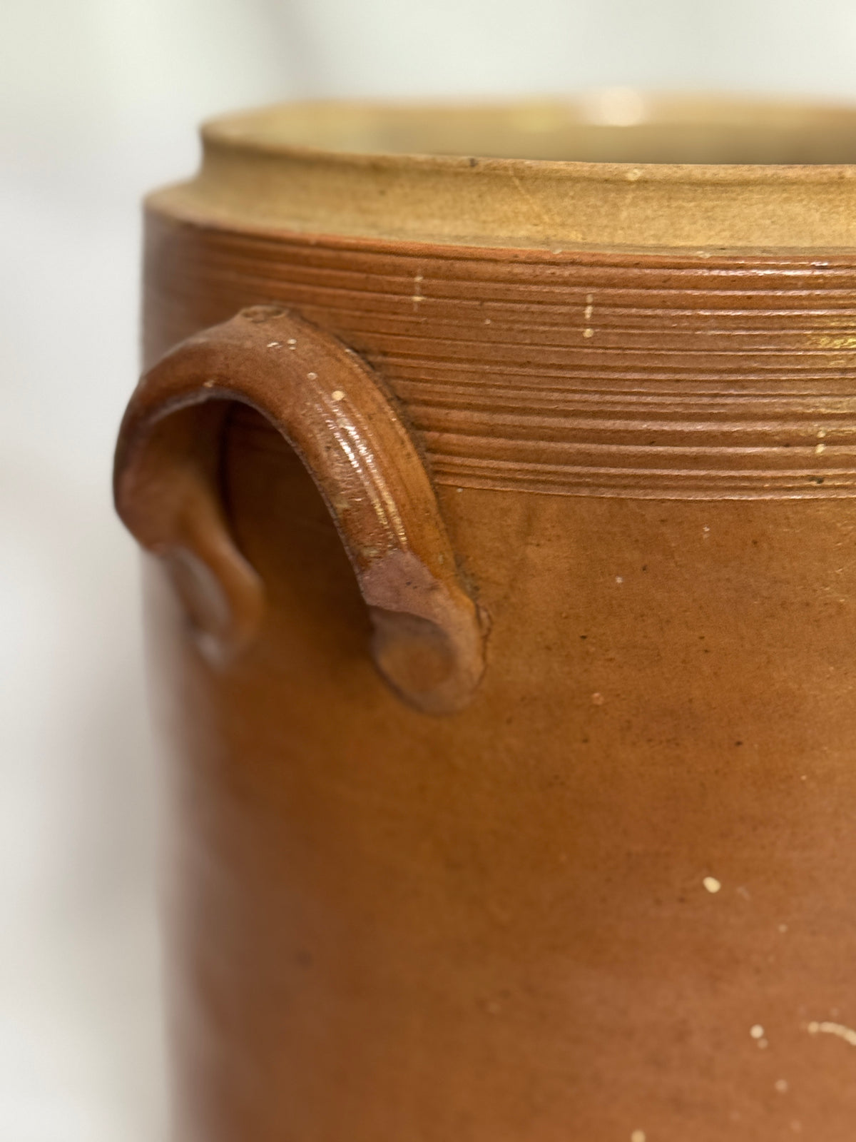 Antique French Confit Pot with Ear Handles, Large