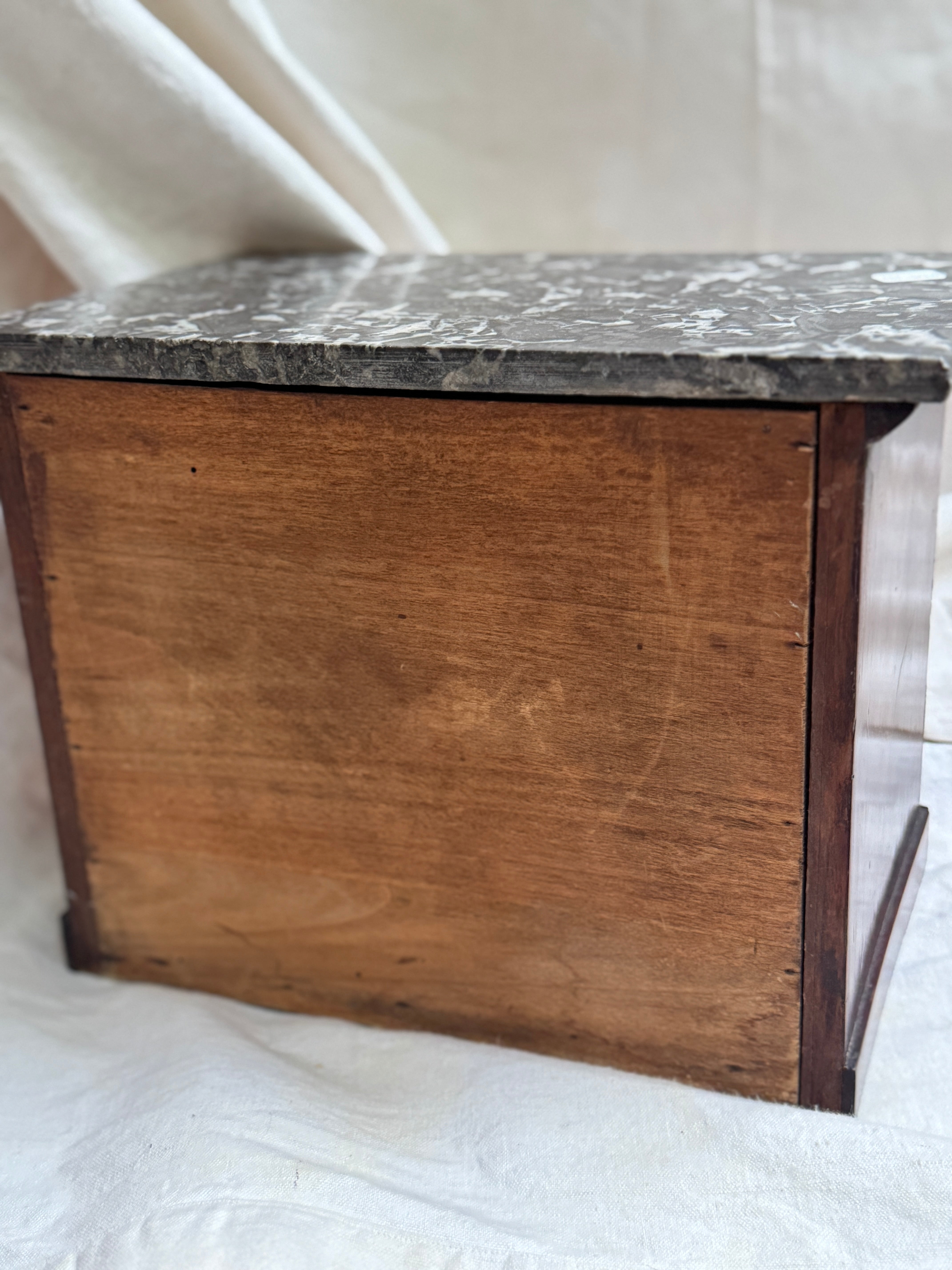 Antique French Miniature Mahogany Commode with Dark Marble Top, Napoléon III