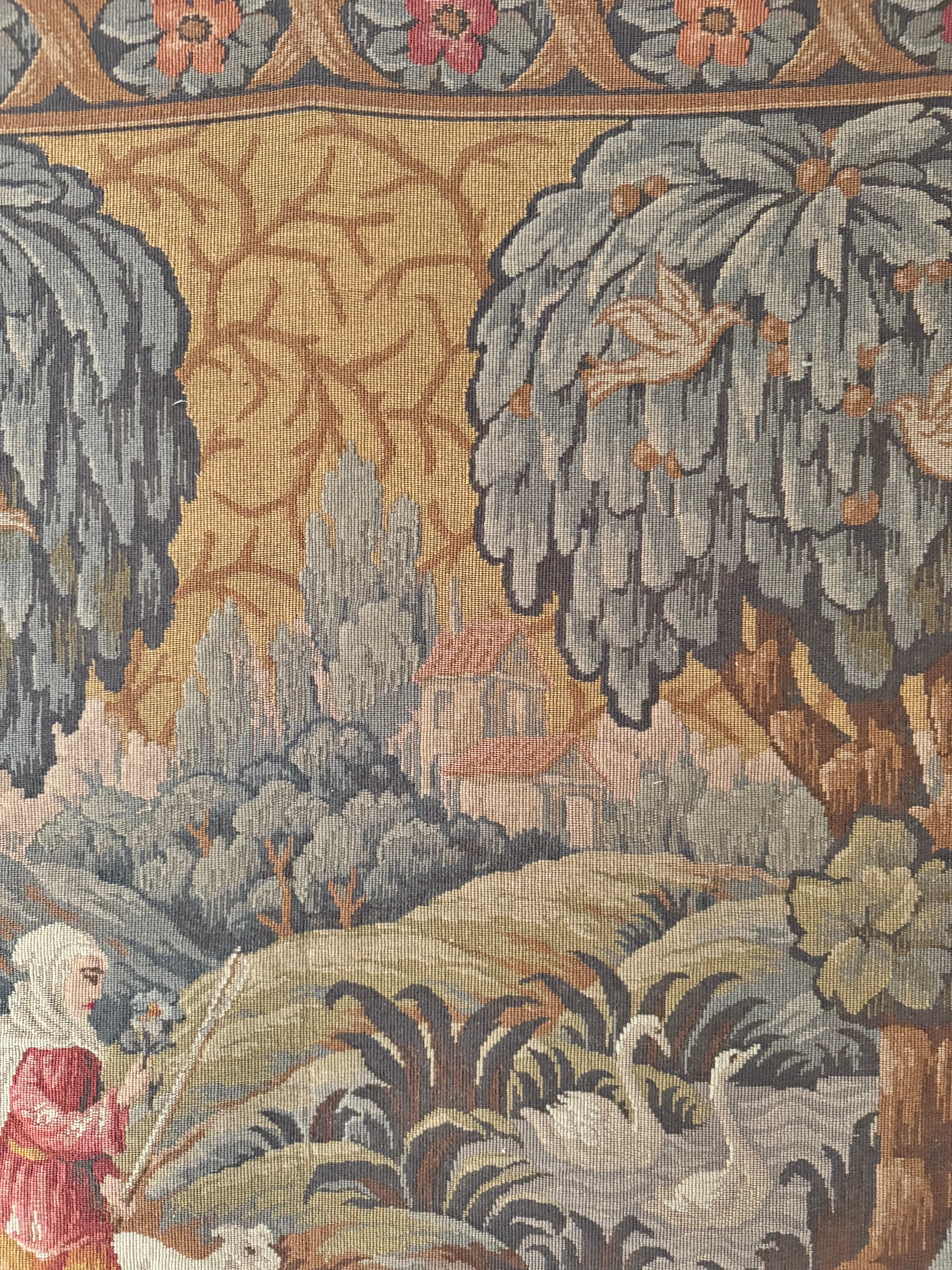 (Rod shipping) Jacquard-Woven Pastoral Tapestry