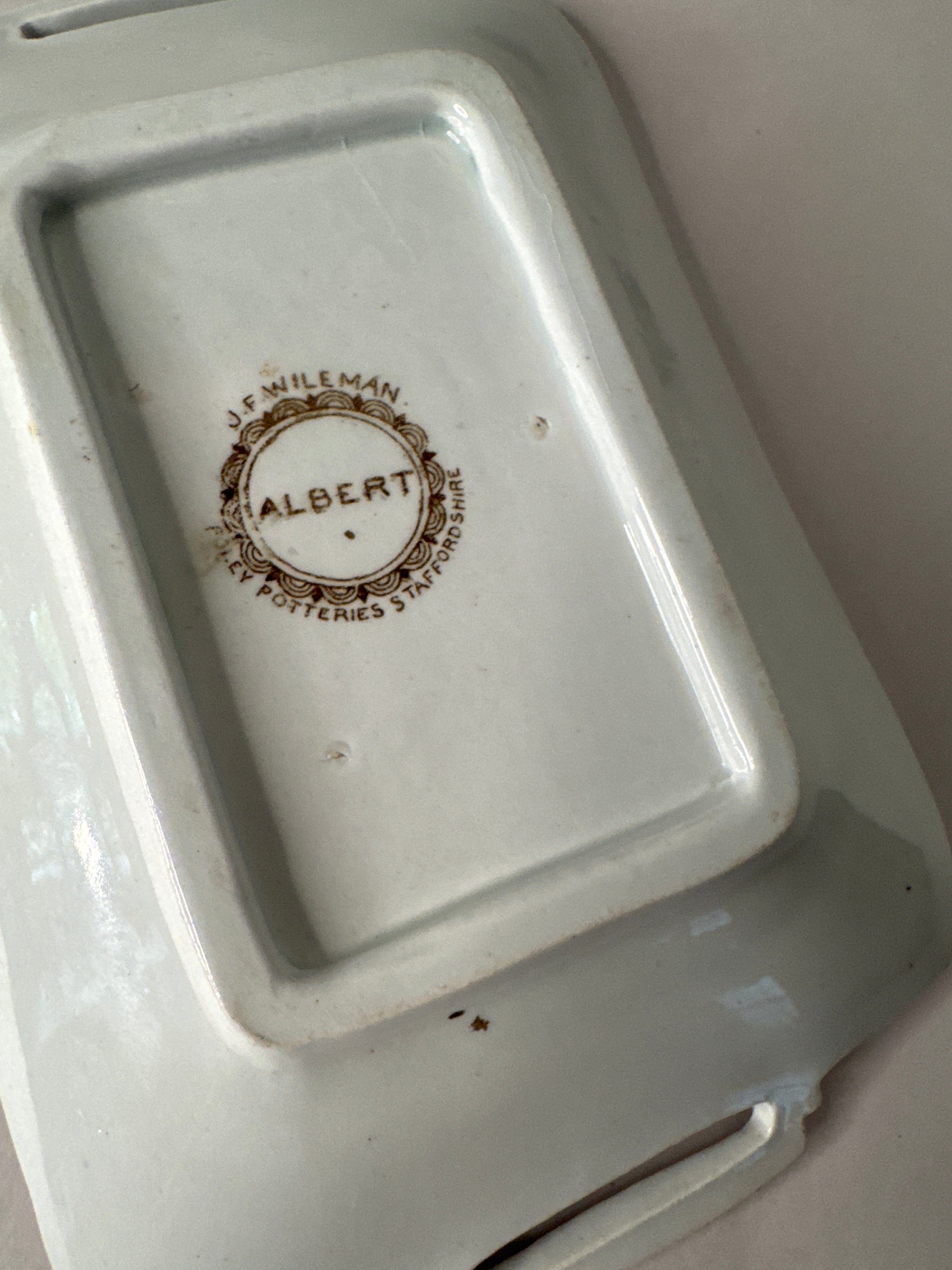 Antique Transferware Tray with Hand-Painted Handles – J.F. Wileman, c. 1880s