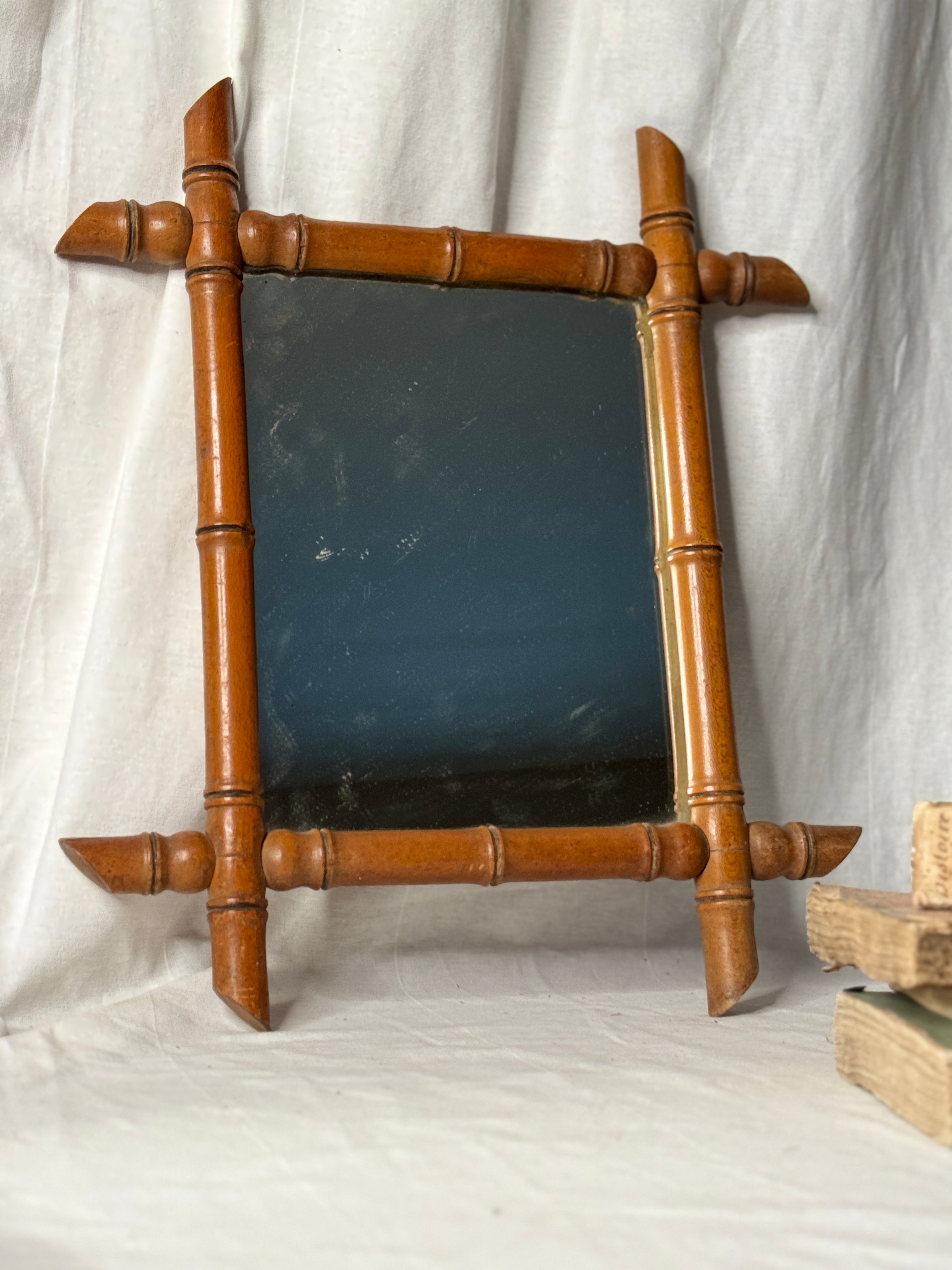 Antique French Faux-Bamboo Mirror, late 19th c.