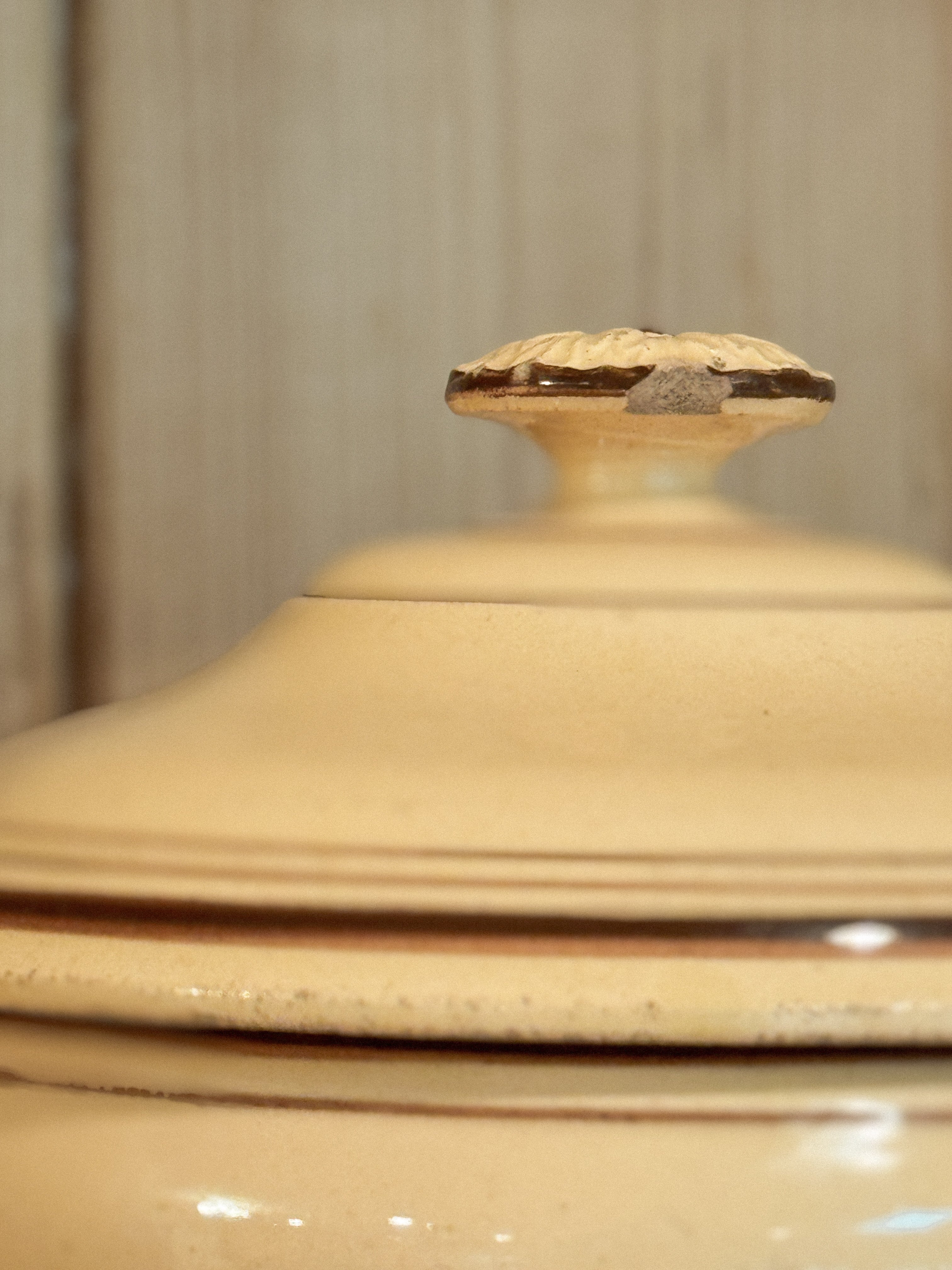Antique French Yellow Ware Lidded Tureen, 19th c.