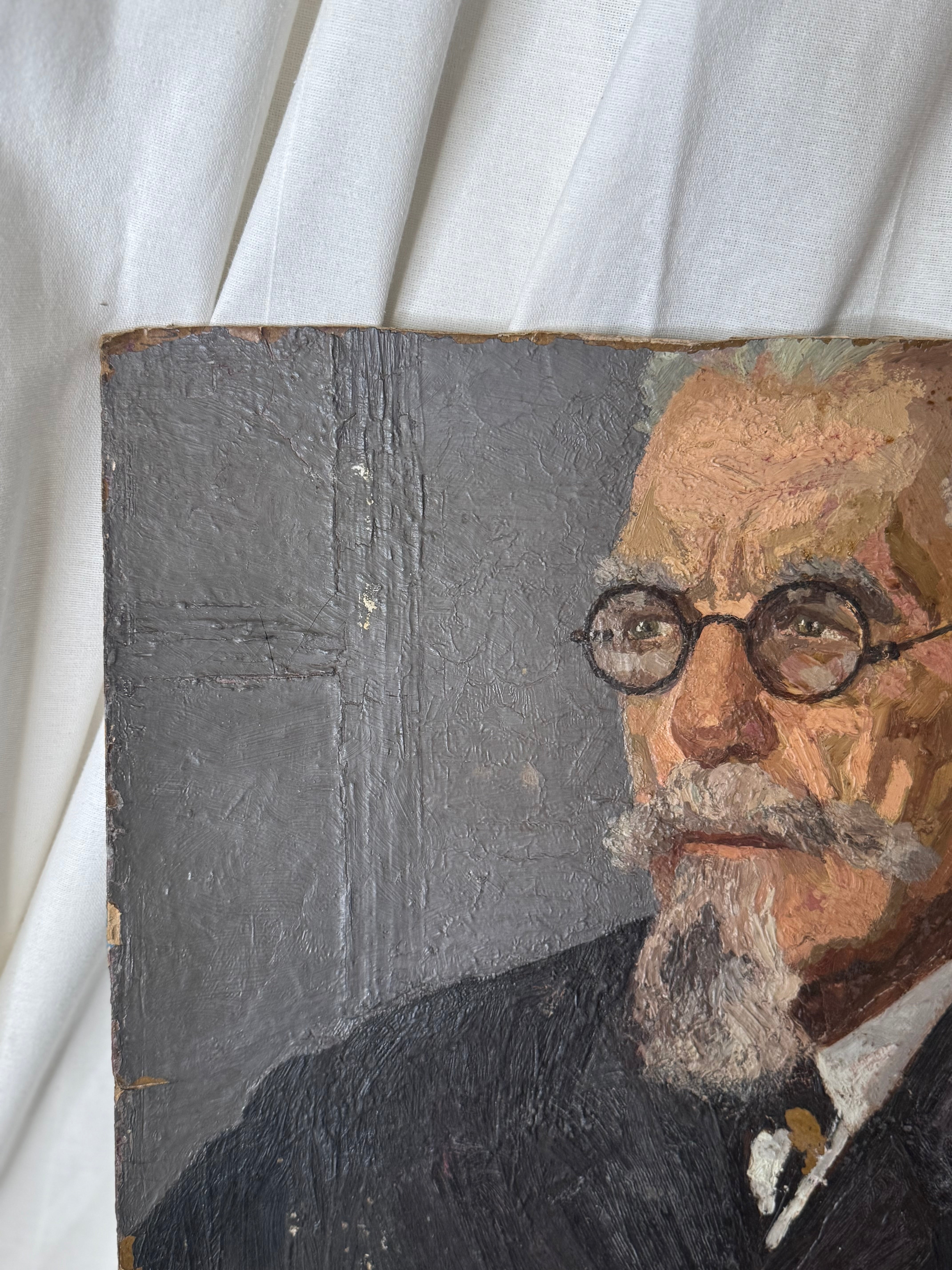 Portrait oil on board with BONUS reverse painting