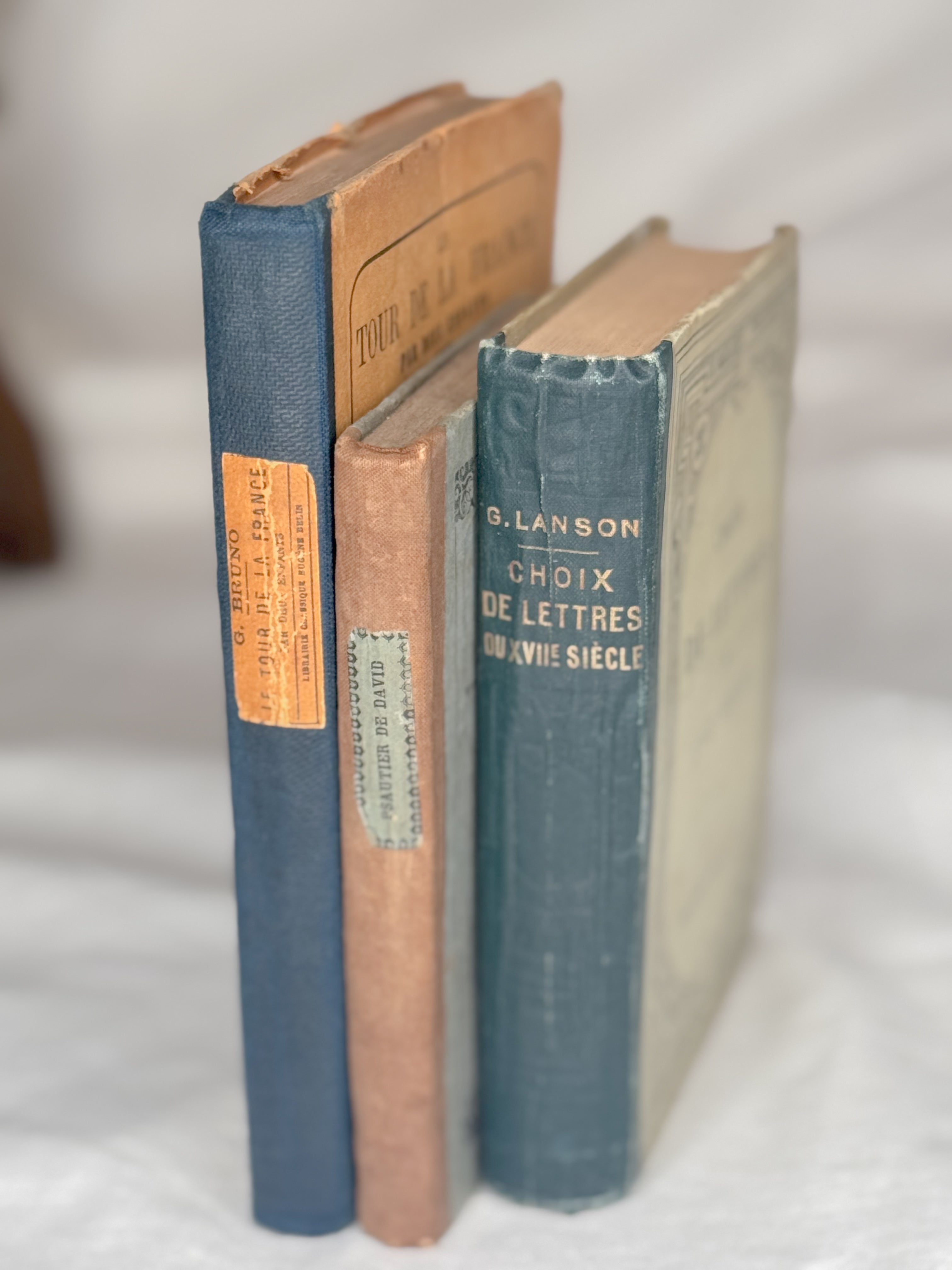 Set of Three Tonal Antique French Educational Books