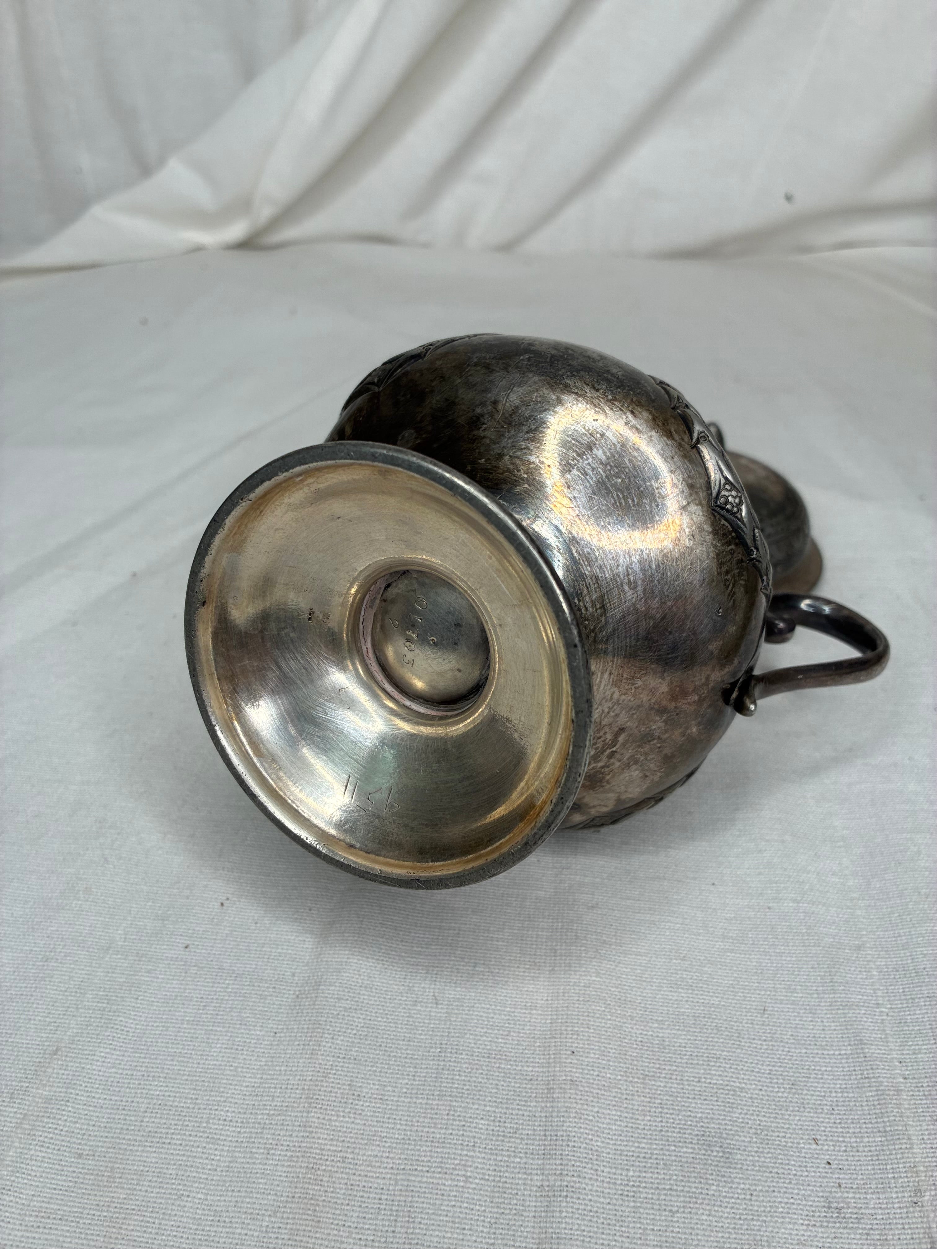Antique French Silvered Metal Sugar Bowl