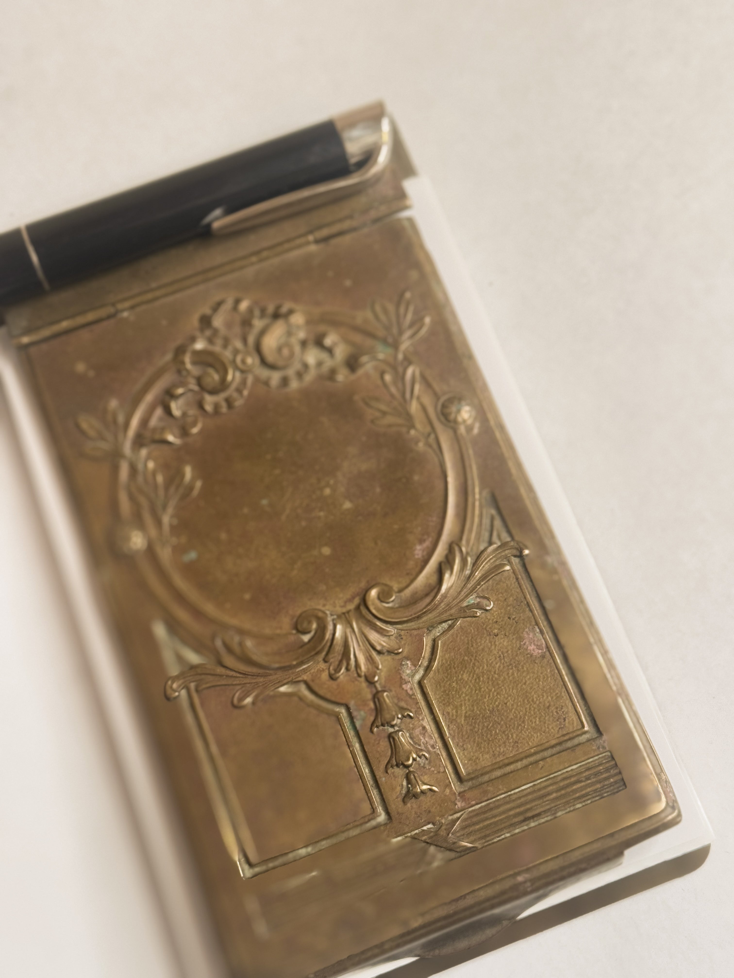 antique brass notepad case