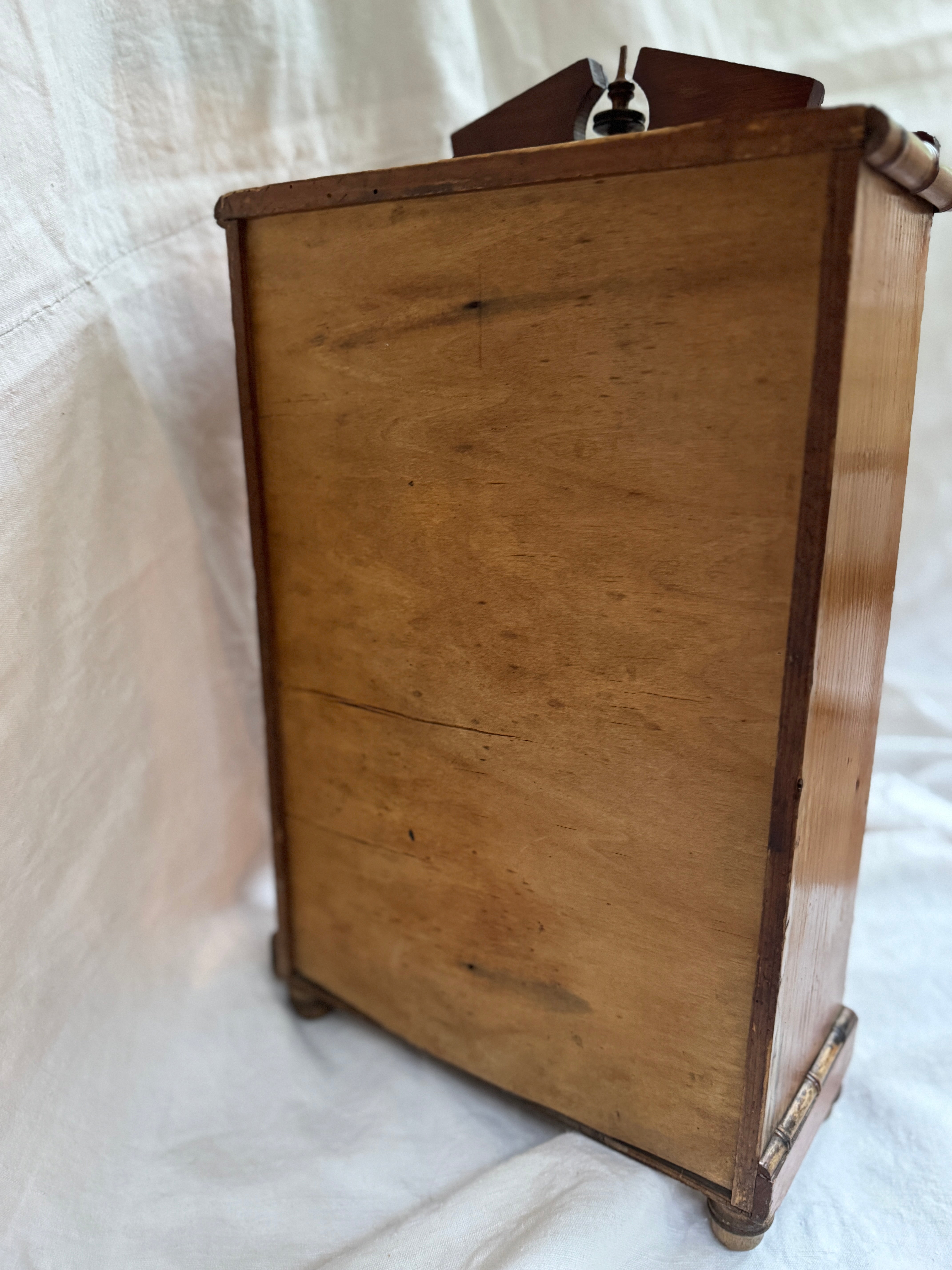 Antique French Faux-Bamboo Miniature Armoire, Belle Époque