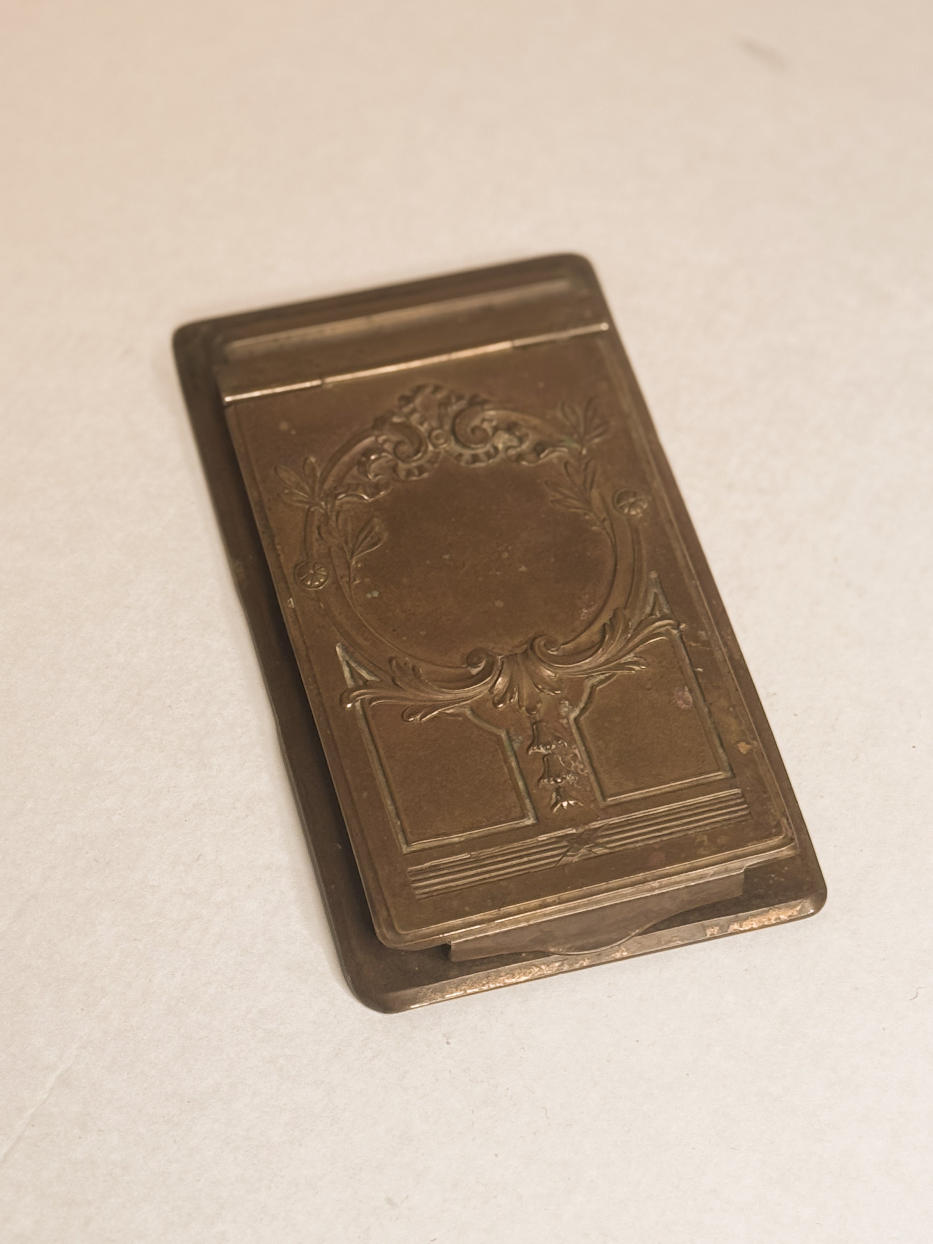 antique brass notepad case