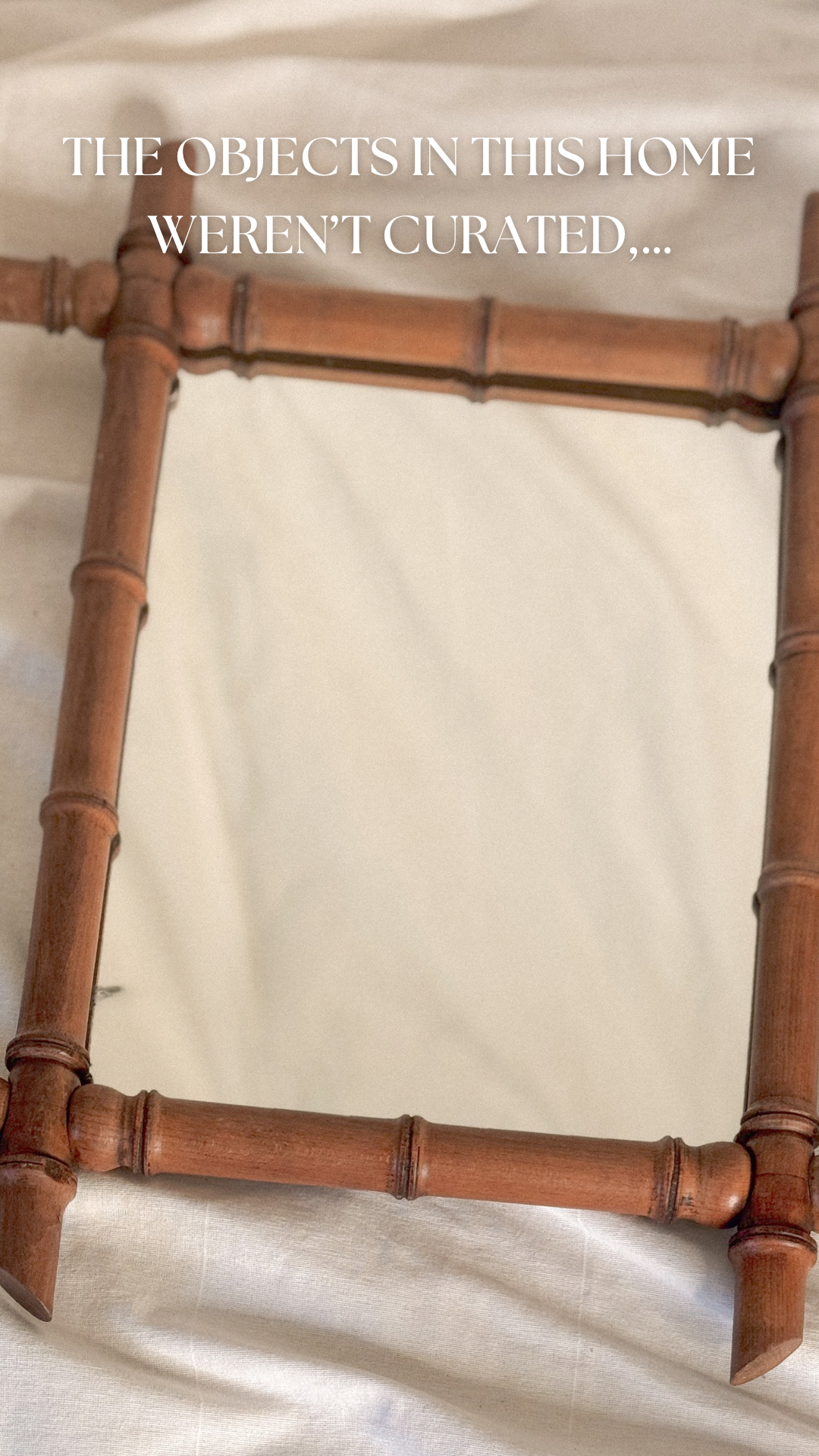 Antique French Bamboo Mirror, 1922, with Original Mercury Glass