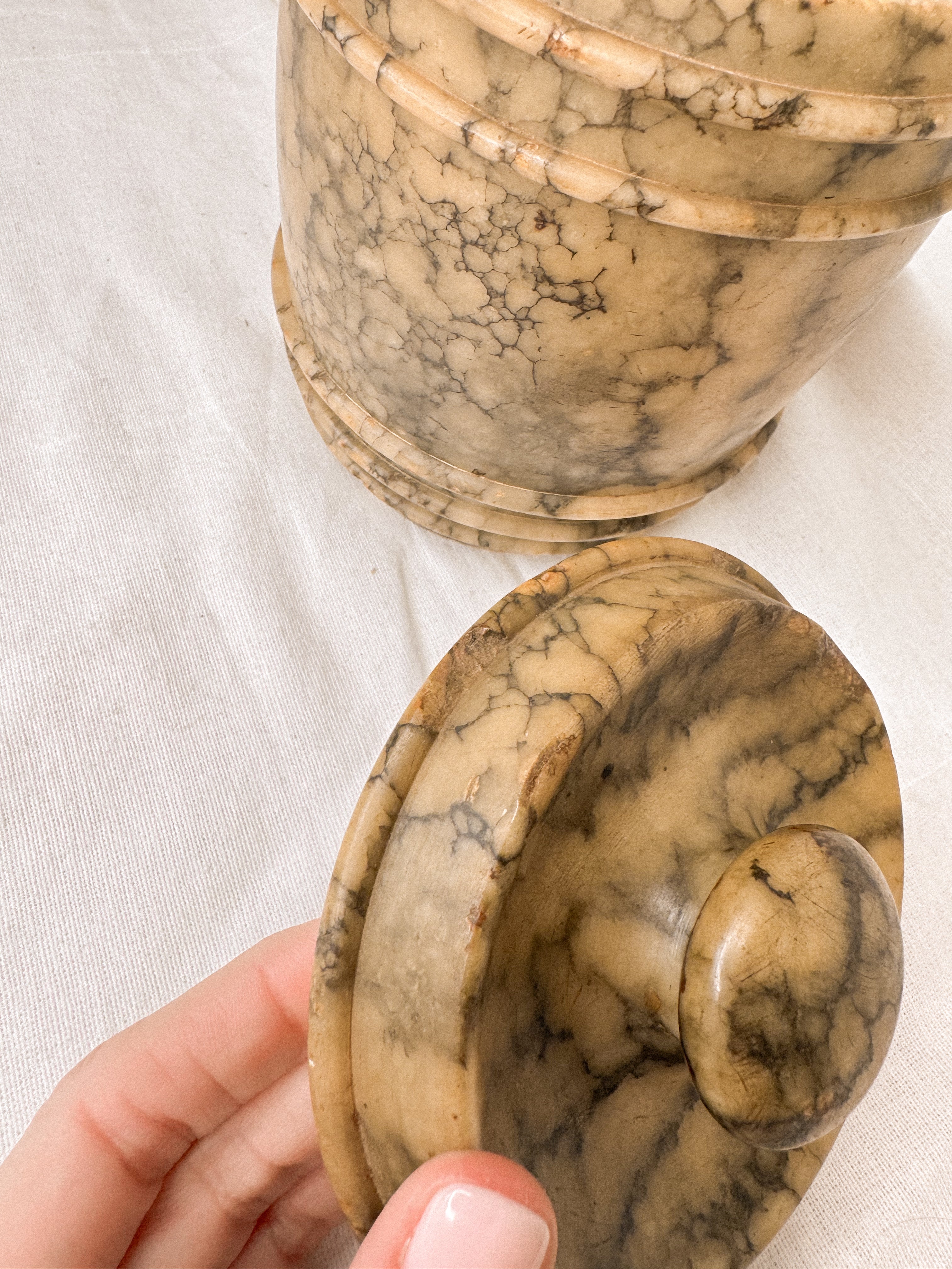 Antique Alabaster Tobacco Jar