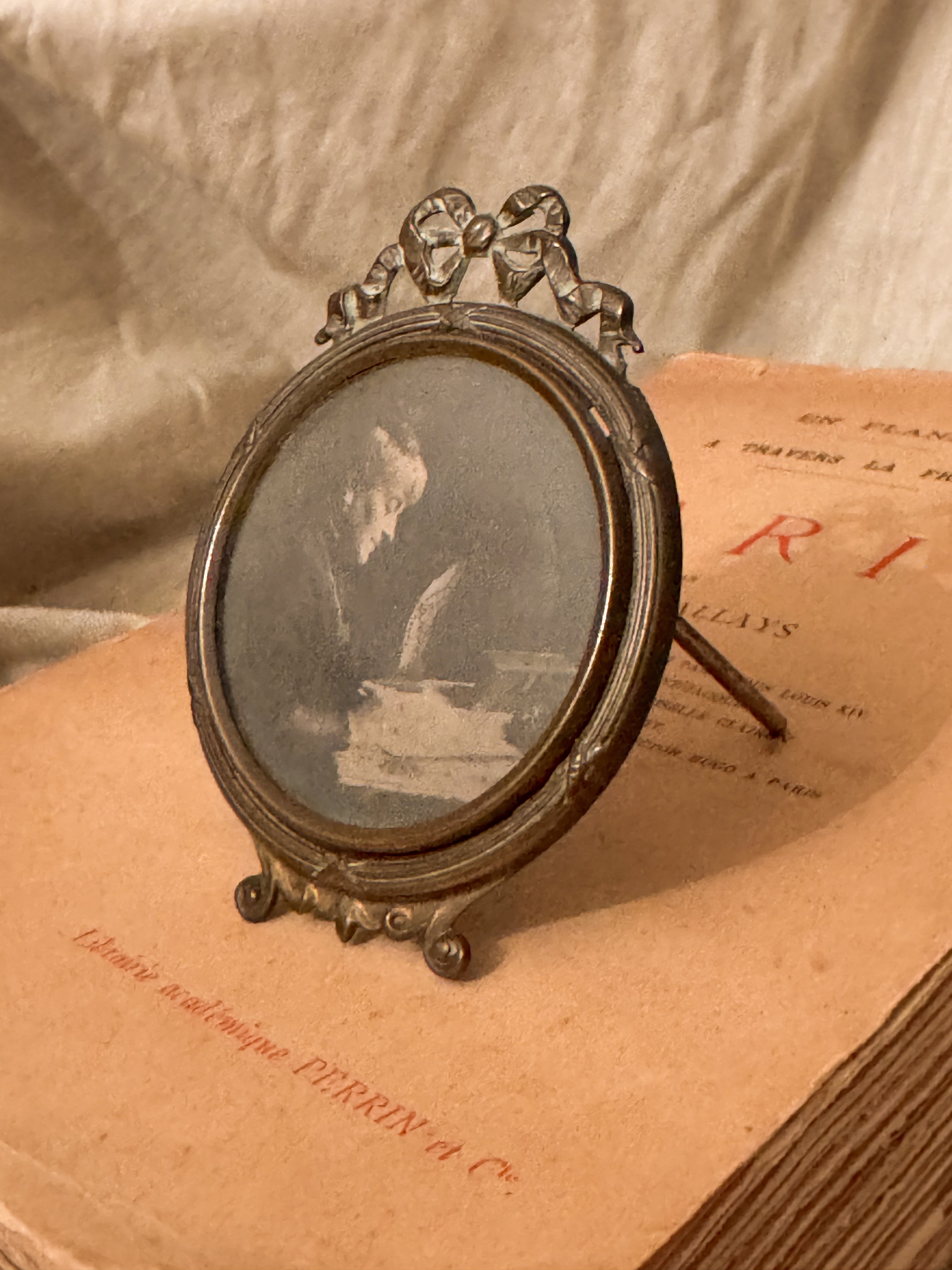 antique mini art nouveau brass frame