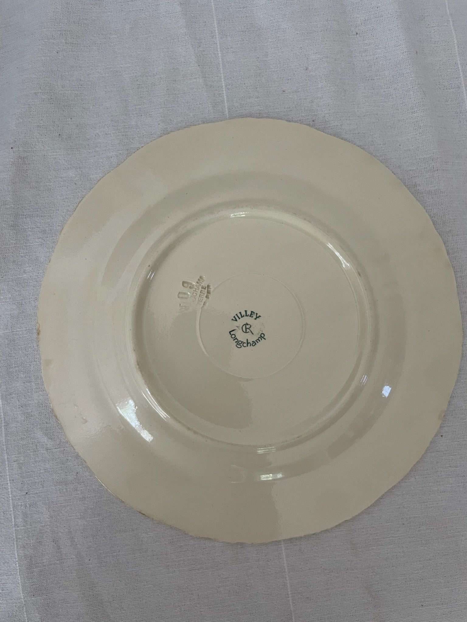 Longchamp green transfer ware faience plate