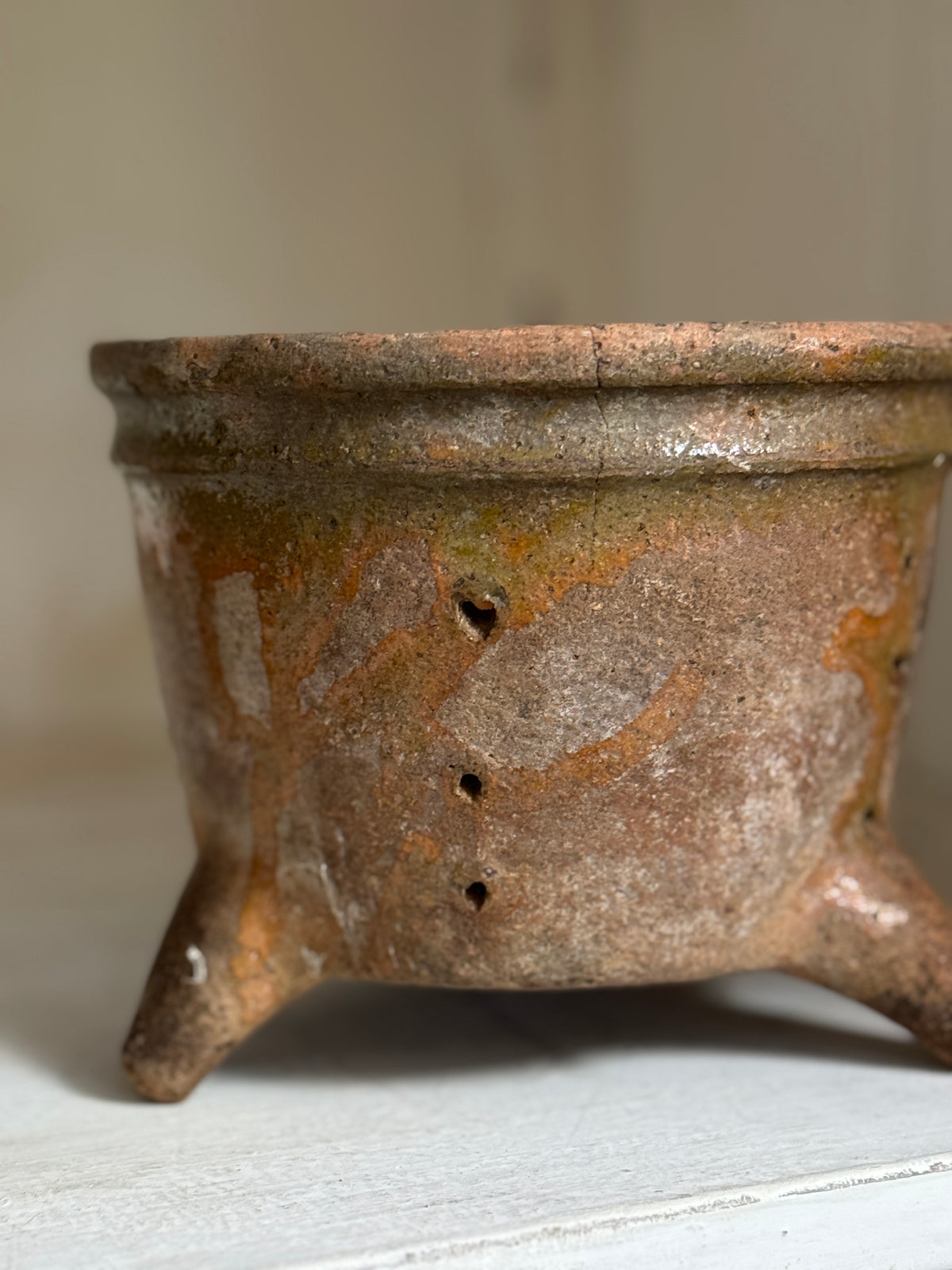 Antique French Terracotta Faisselle on Legs